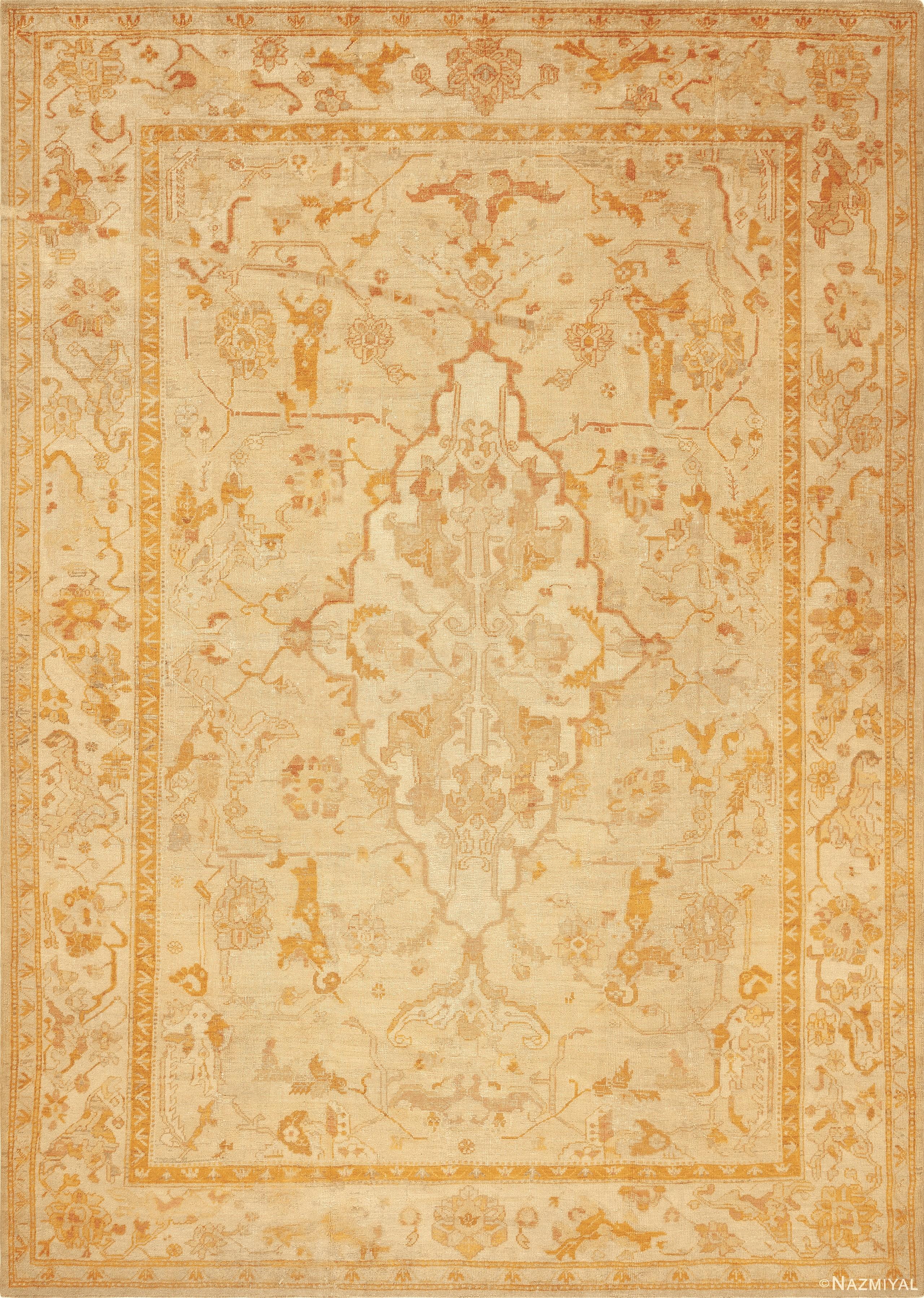 Marvelous Antique Turkish Geometric Oushak Rug, Country of Origin: Turkey, Circa: 1920