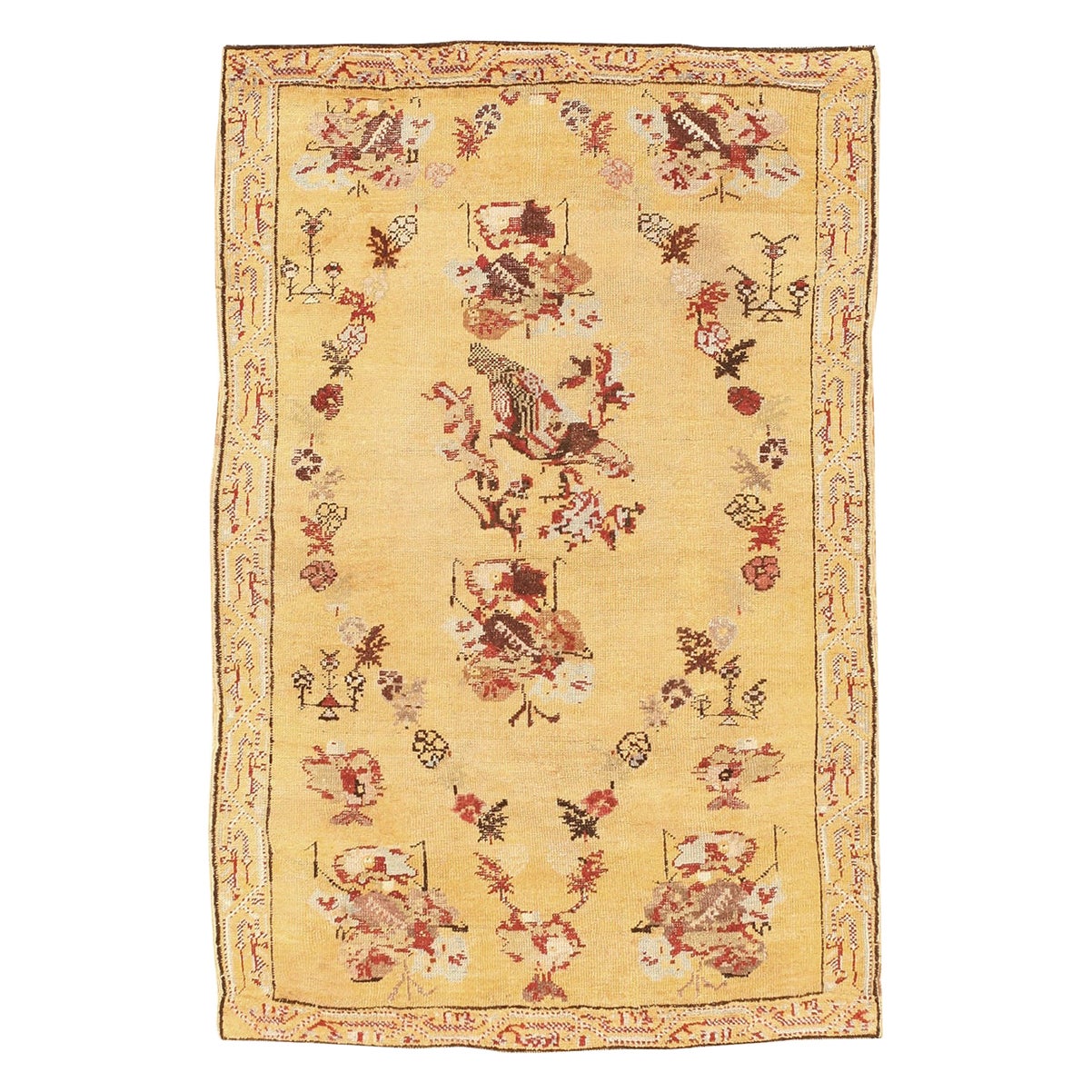Antico tappeto turco Ghiordes. Dimensioni: 3 ft 4 in x 5 ft