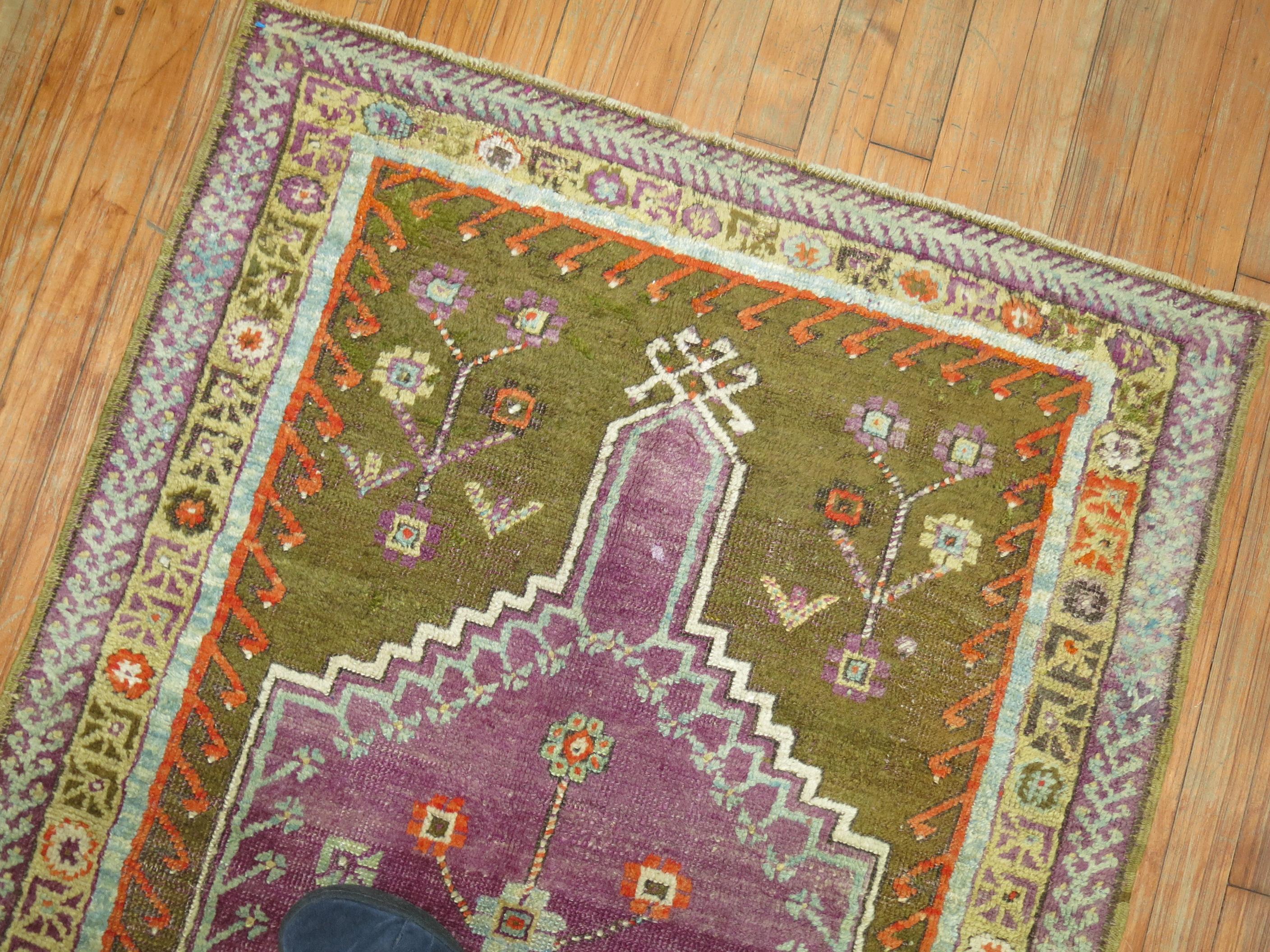 Islamic Antique Turkish Ghiordes Prayer Niche Rug