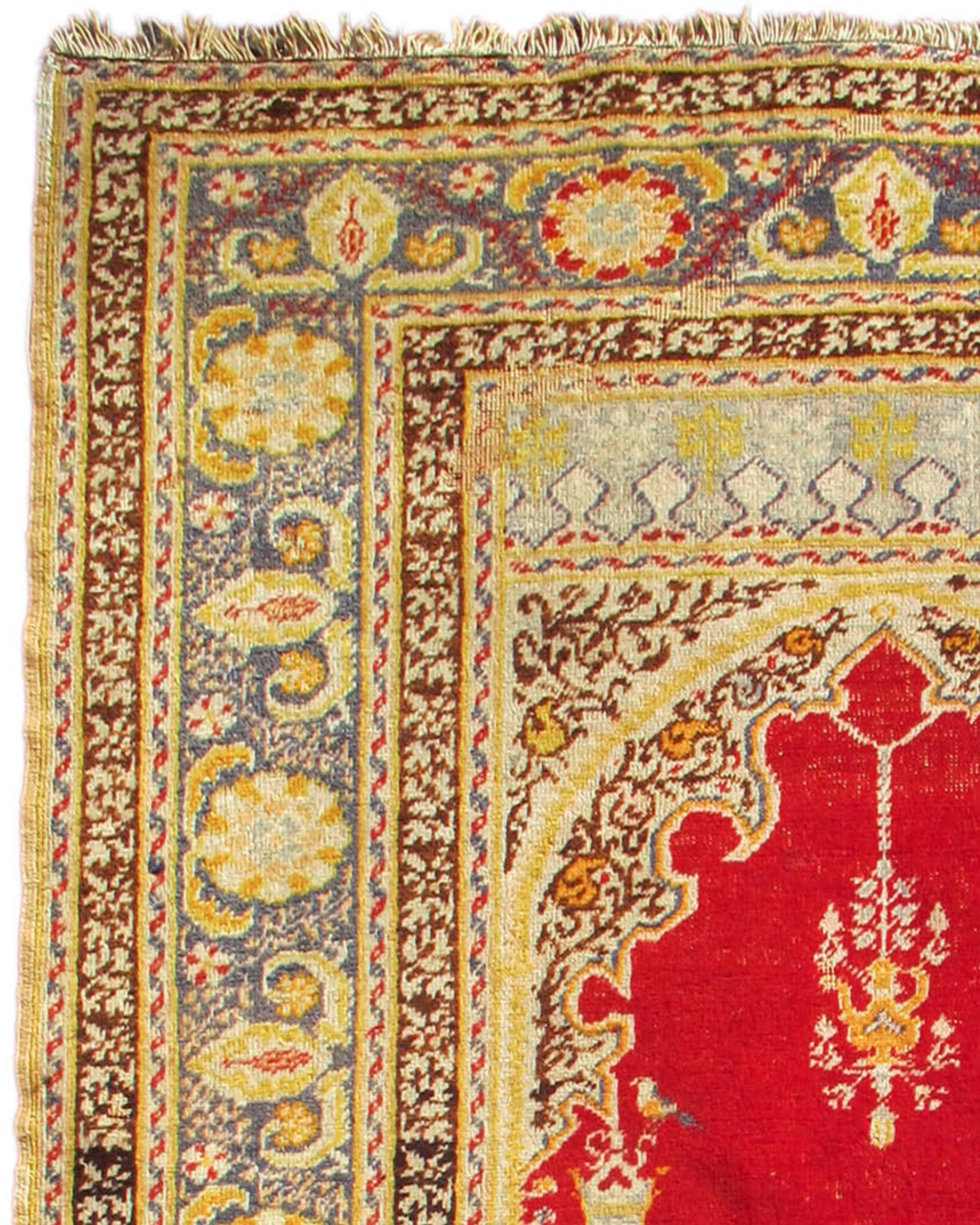Hand-Knotted Antique Turkish Ghiordes Prayer Rug, Late 19th Century For Sale