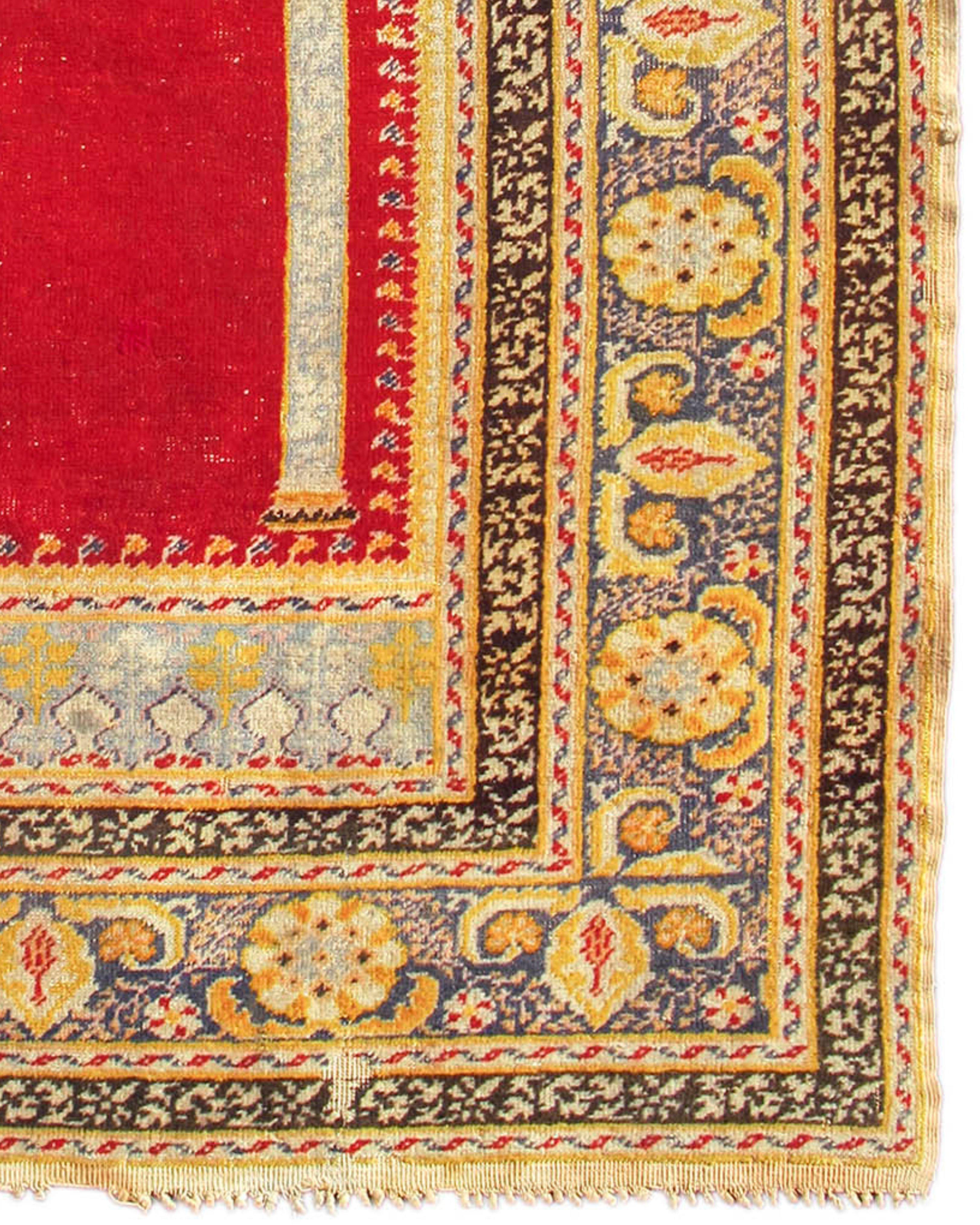 Wool Antique Turkish Ghiordes Prayer Rug, Late 19th Century For Sale