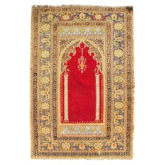 Ancien tapis de prière turc Ghiordes, fin du 19e siècle