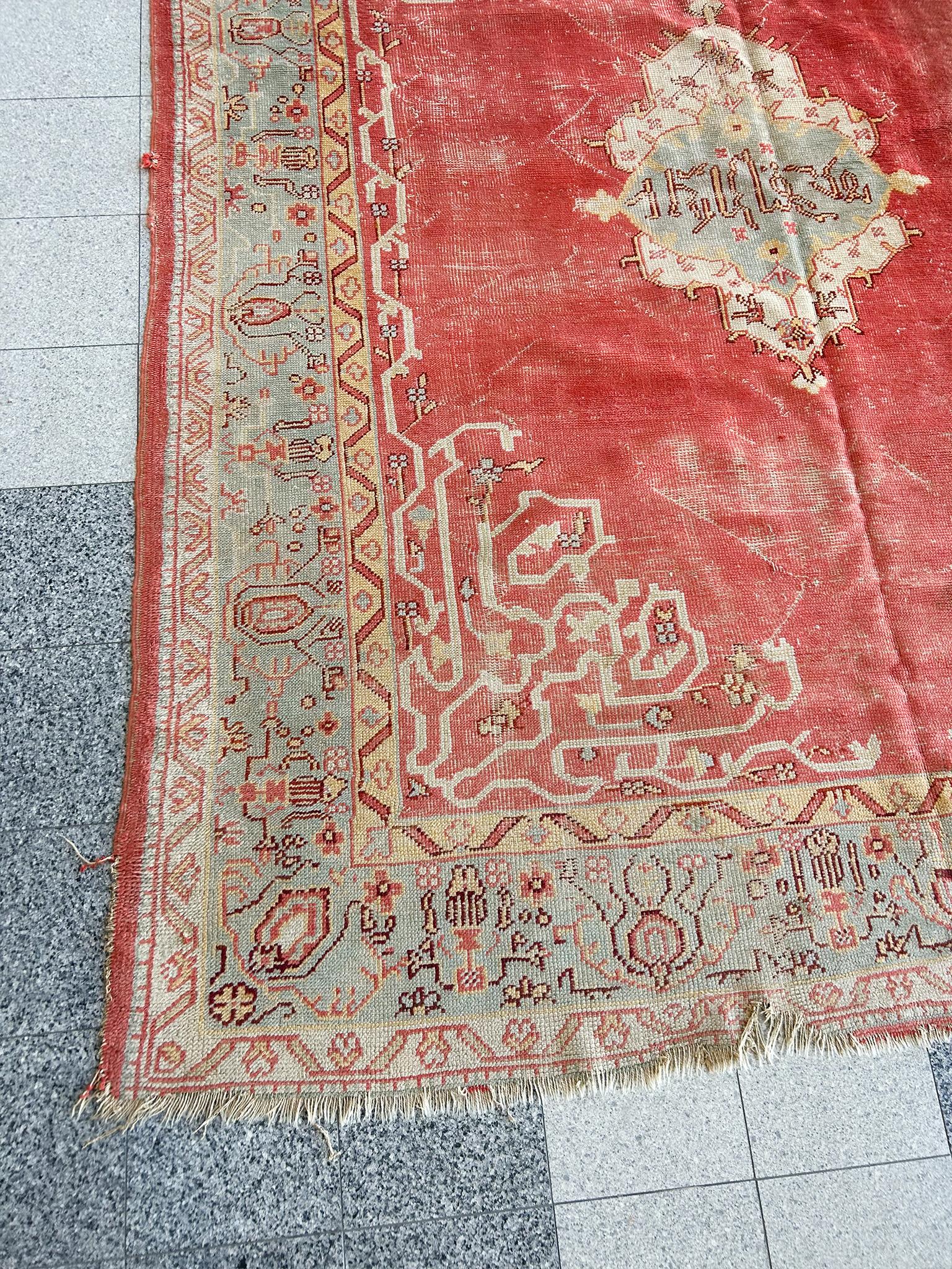 Alfombra antigua turca Ghiordes  10' 11