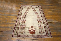 Artistic Ivory Background Antique Turkish Central Anatolian Ghiordes Prayer Rug