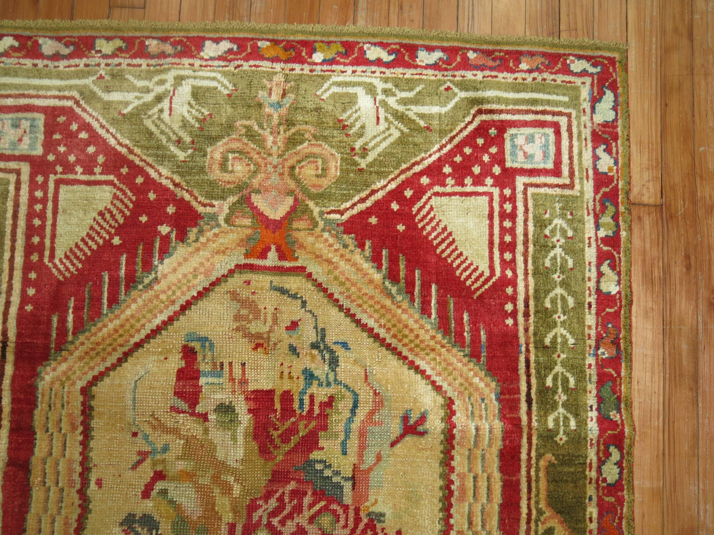 Bessarabian Zabihi Collection Antique Turkish Ghiordes Rug For Sale