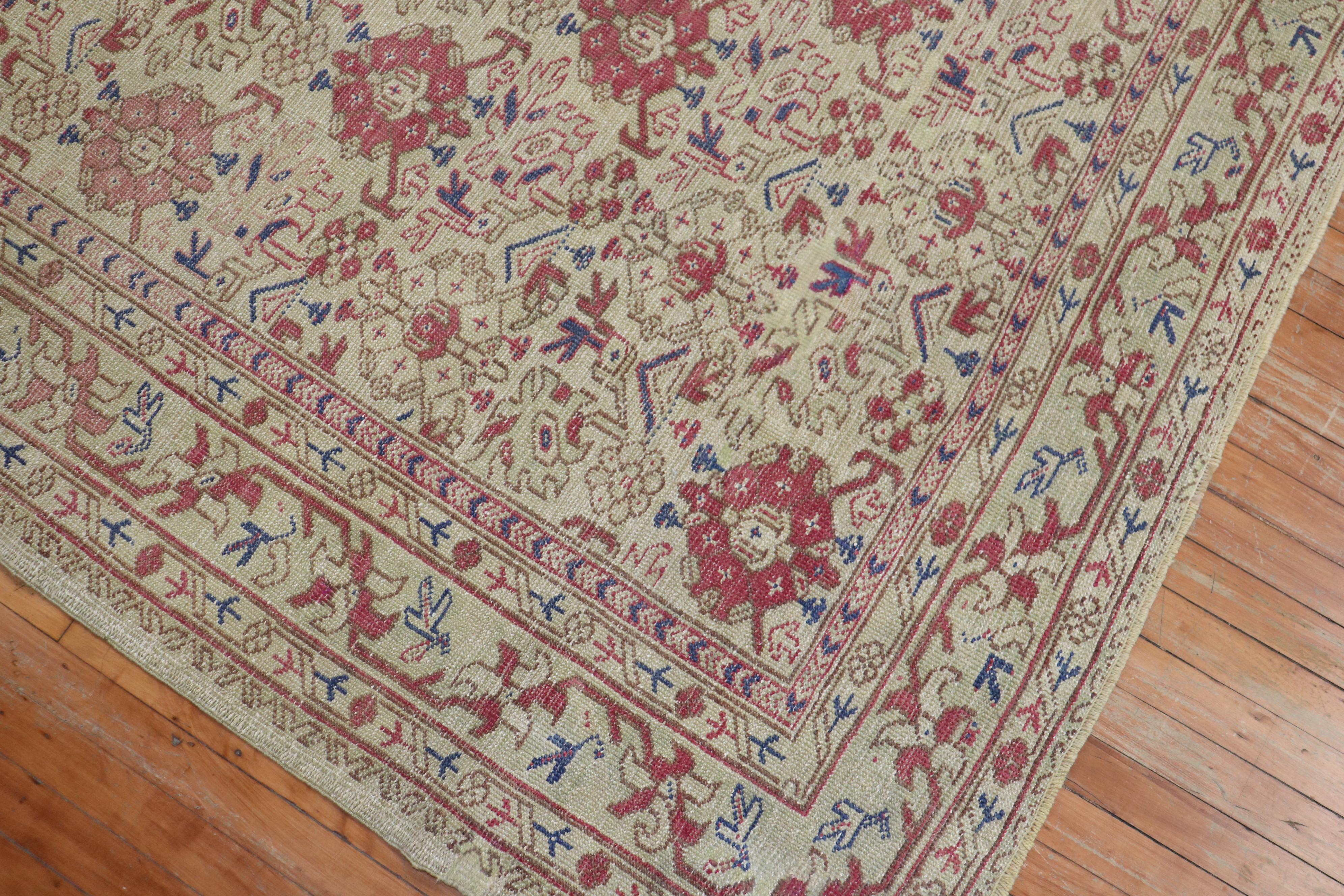 Hand-Knotted Antique Turkish Ghiordes Rug For Sale