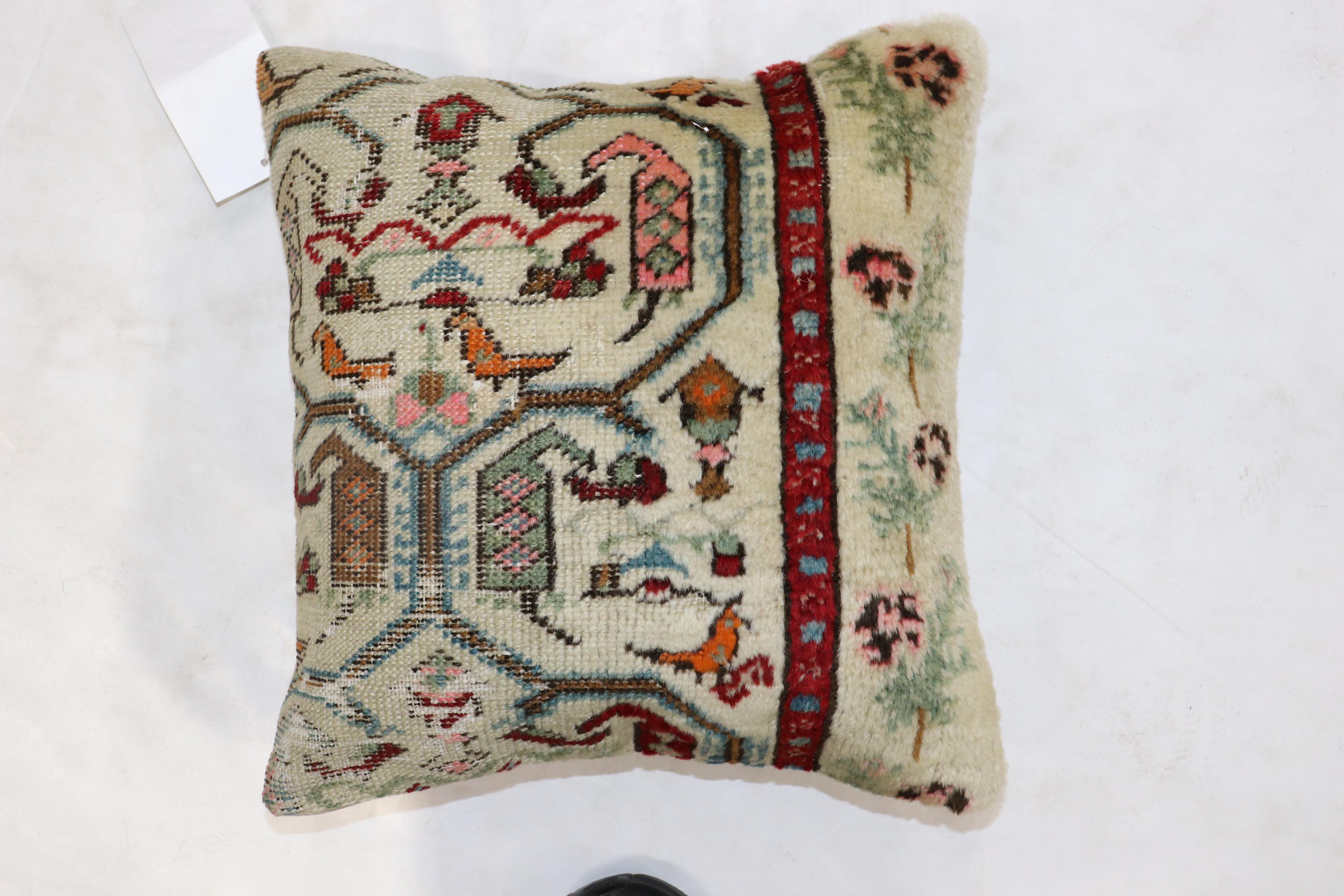Antique Turkish Ghiordes Rug Pillow In Good Condition In New York, NY