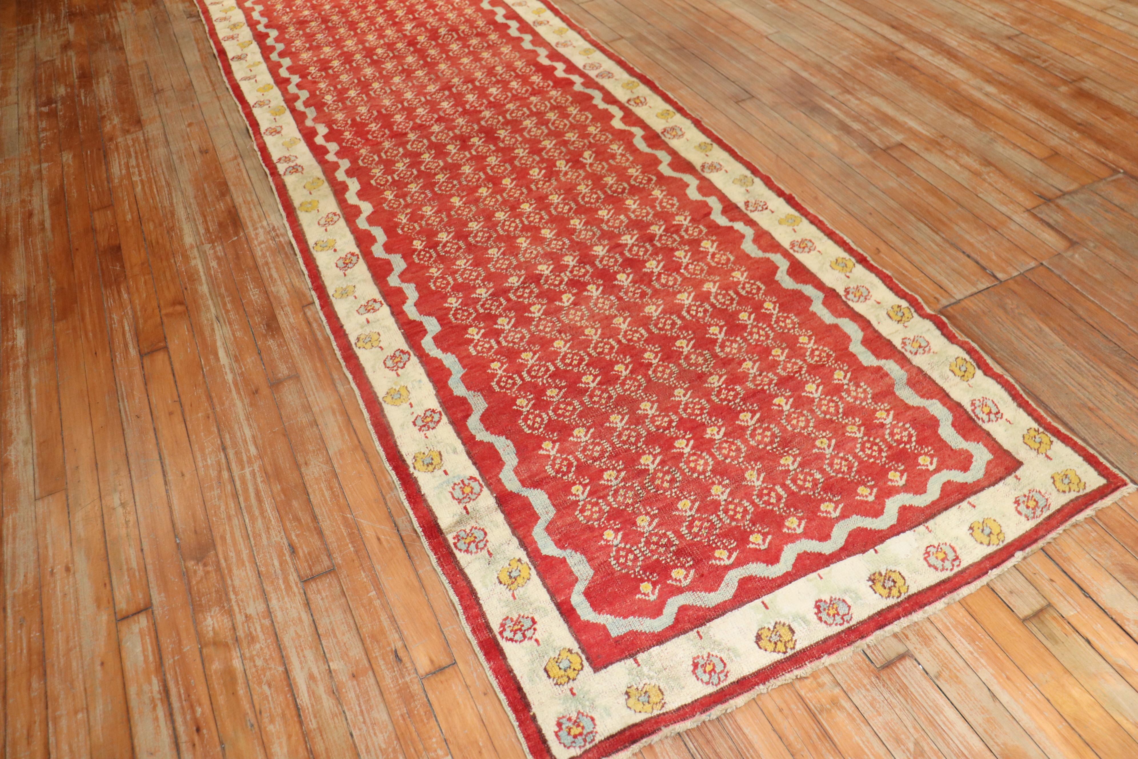 Hand-Knotted Antique Turkish Ghiordes Runner For Sale
