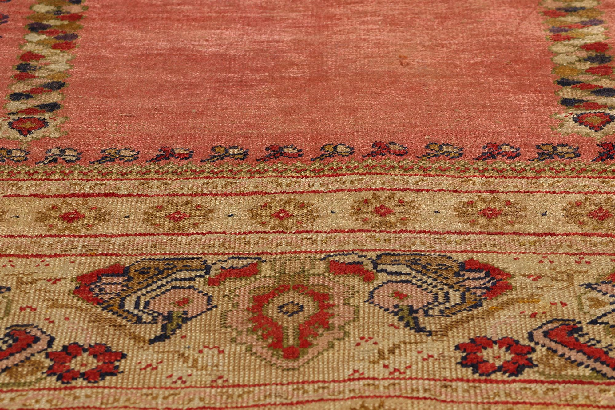 Antique Turkish Ghiordes Silk Prayer Rug, Timeless Allure Meets Tonal Elegance For Sale 4