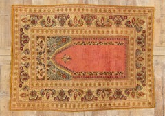 Antique Turkish Ghiordes Silk Prayer Rug, Timeless Allure Meets Tonal Elegance