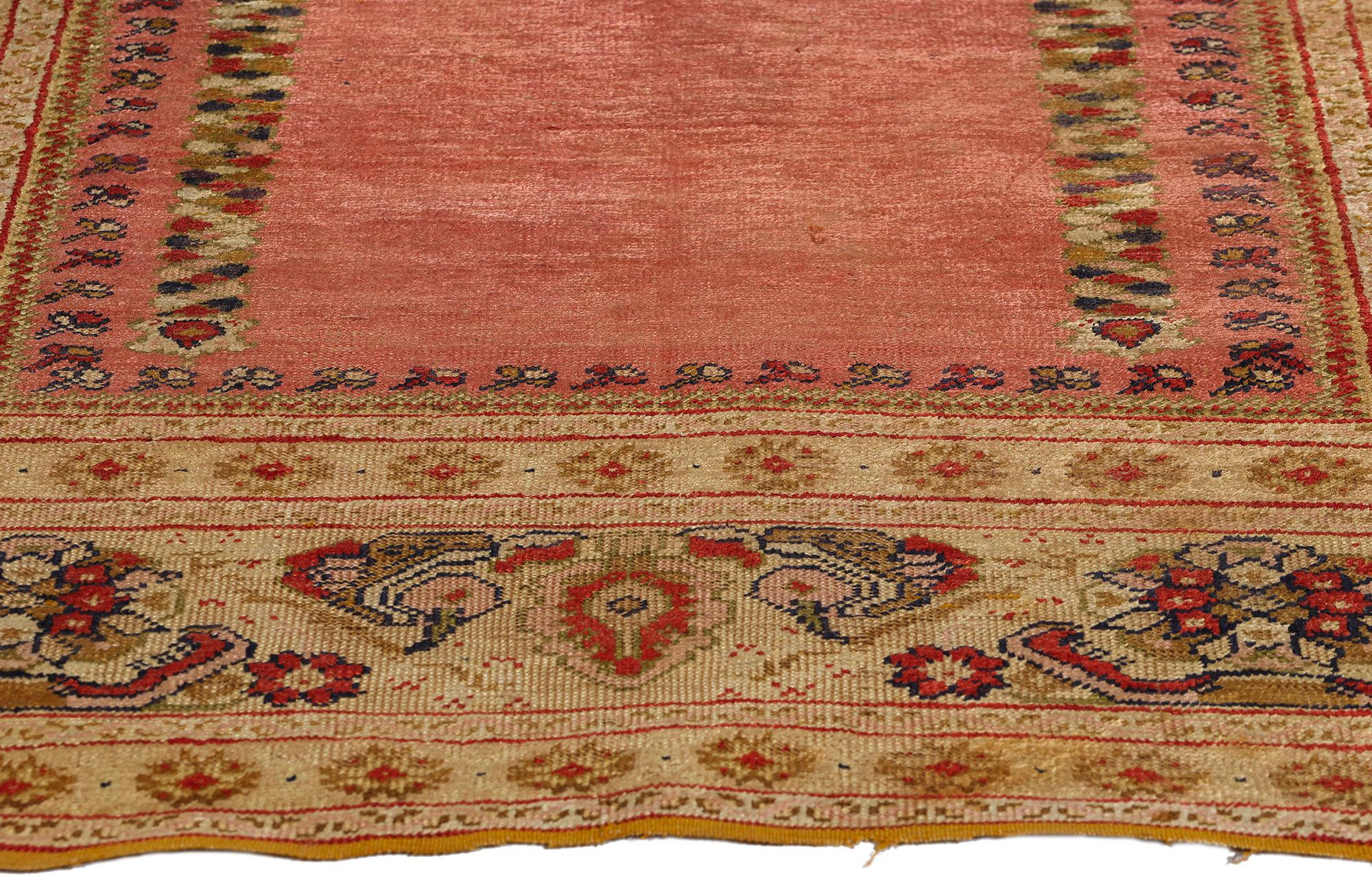 Antique Turkish Ghiordes Silk Prayer Rug, Timeless Allure Meets Tonal Elegance For Sale 3