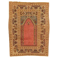 Antique Turkish Ghiordes Silk Prayer Rug, Timeless Allure Meets Tonal Elegance