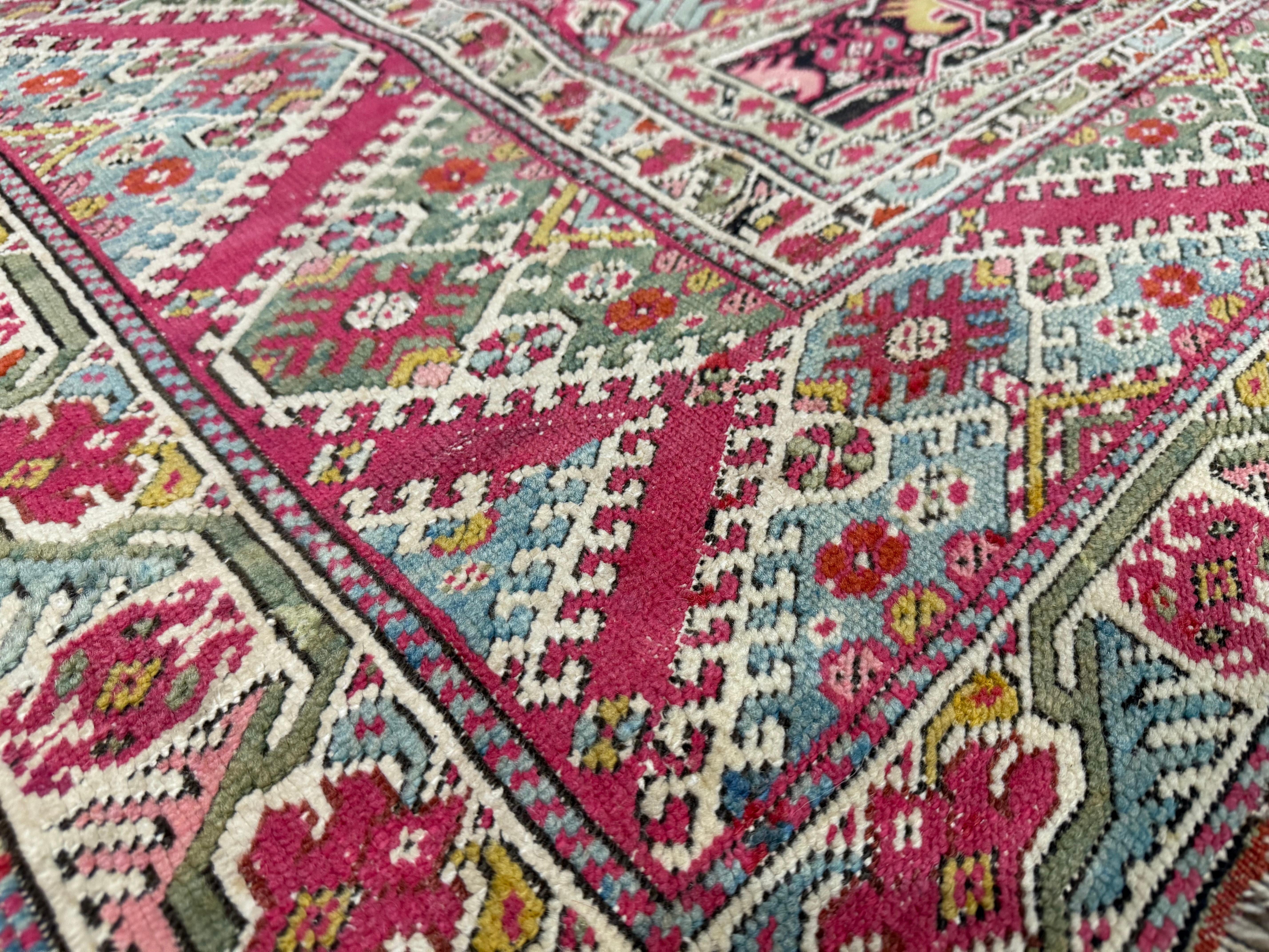 Antique Turkish Giordes Wool Rug 4'1