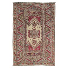 Antique Turkish Giordes Wool Rug 4'1" x 6’0"