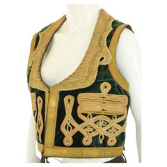 Antique Turkish Green and Gold Thread Embroidered Vest