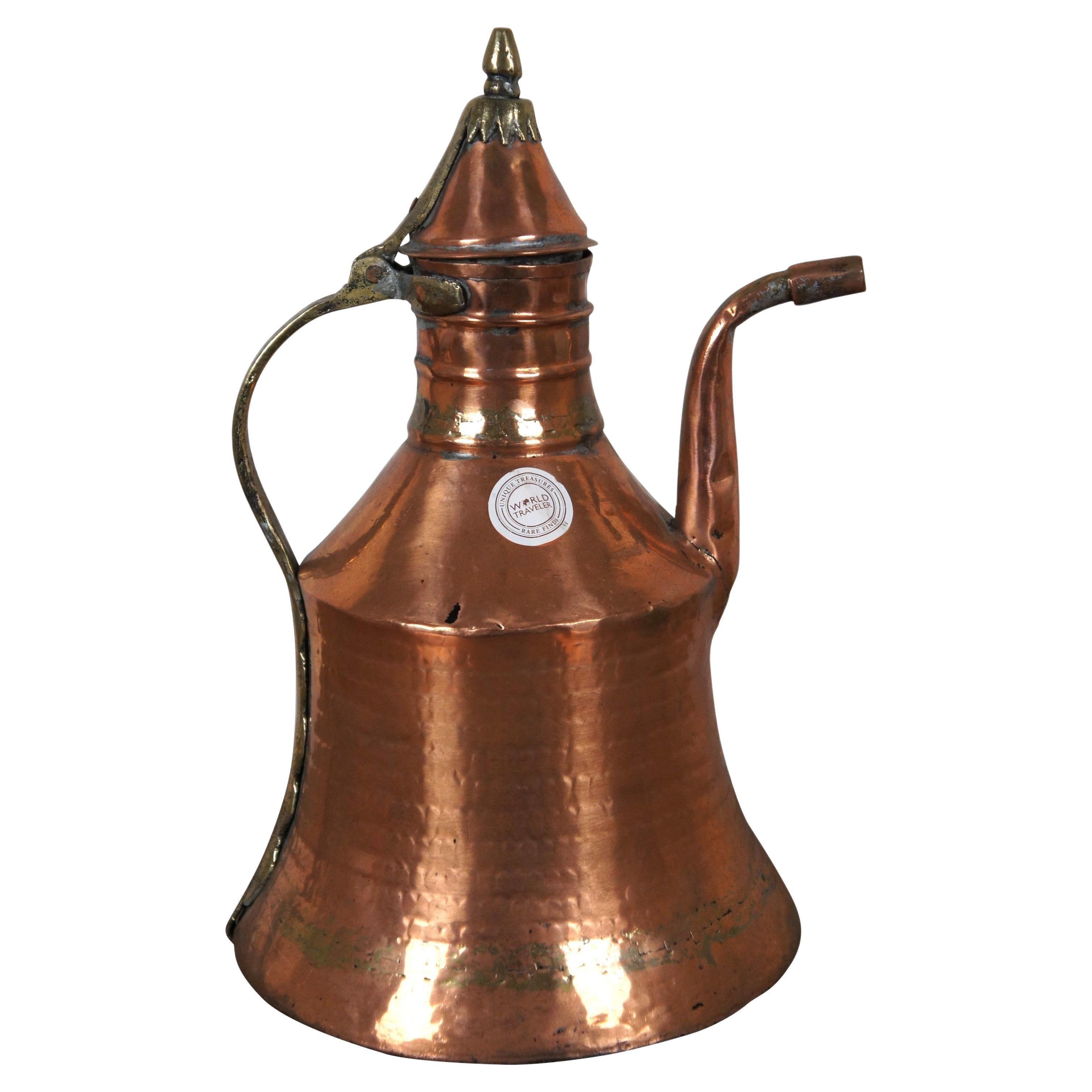 Antique Turkish Hammered Dovetailed Copper Gooseneck Tea Coffee Pot ...