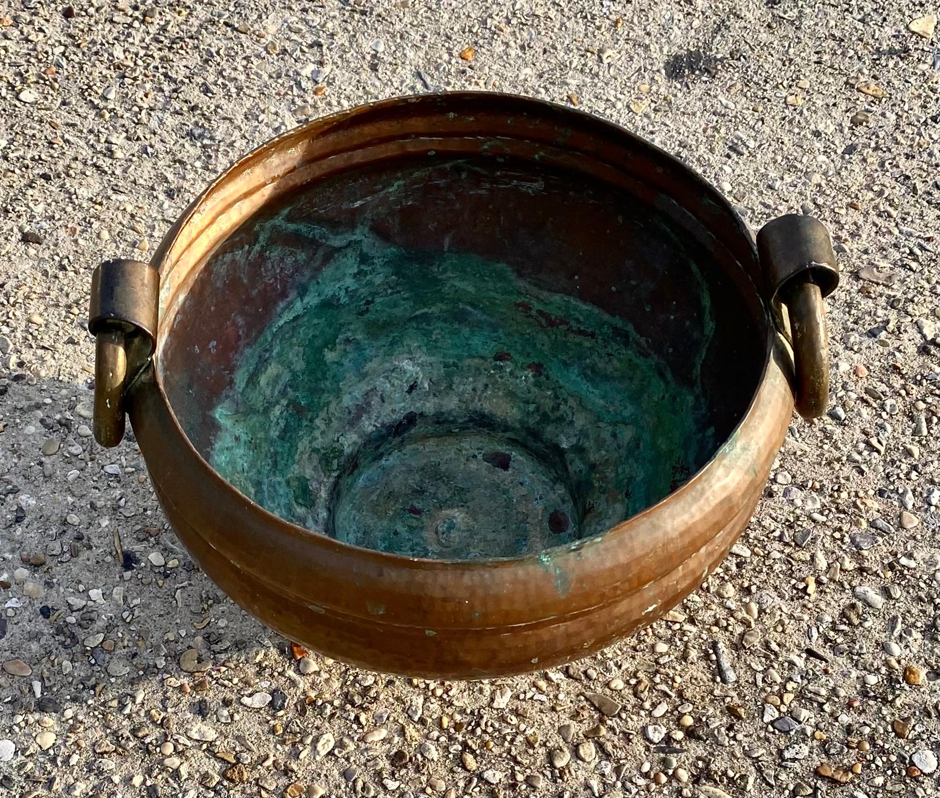 Antique Turkish Hand Hammered Copper and Iron Water Pot For Sale 5