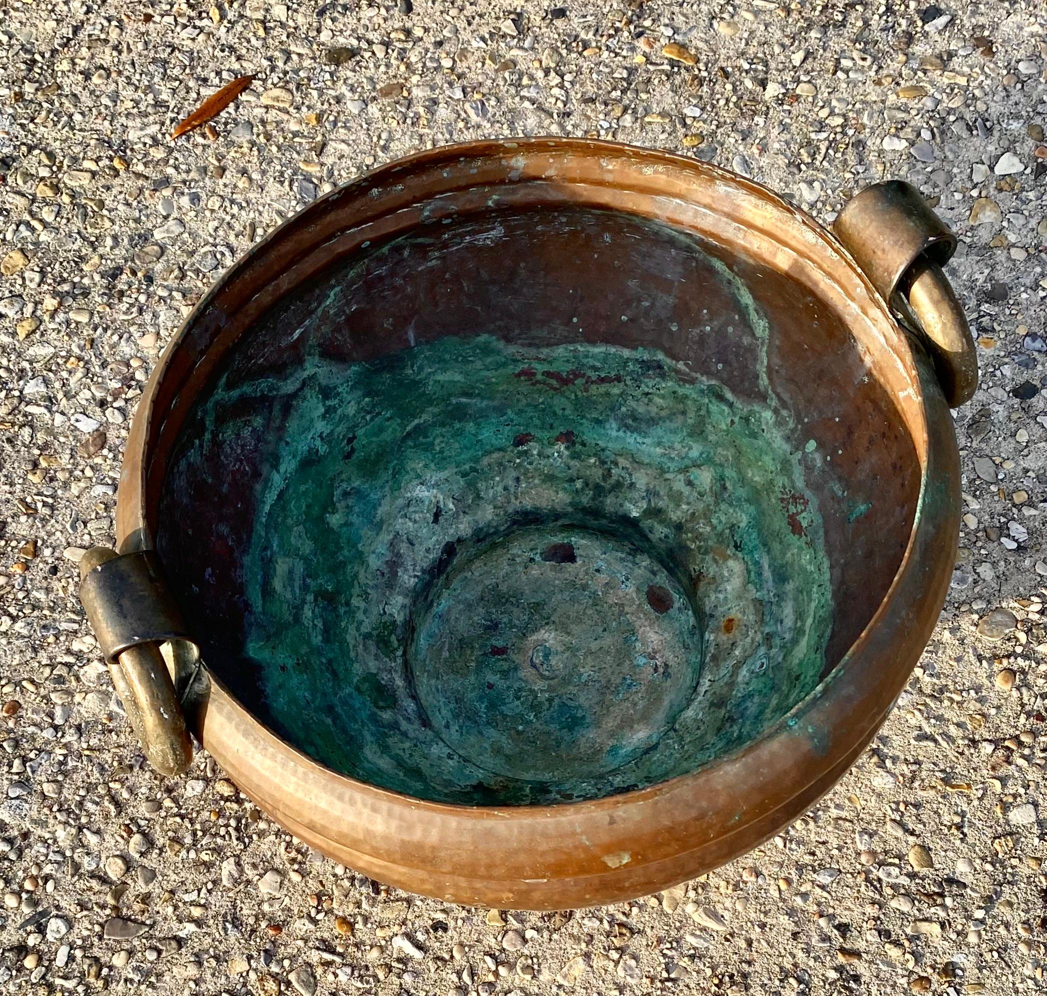 Hand-Crafted Antique Turkish Hand Hammered Copper and Iron Water Pot For Sale