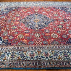 Antique Turkish Hand-Knotted Kashan Wool Area Rug 9x12 Red