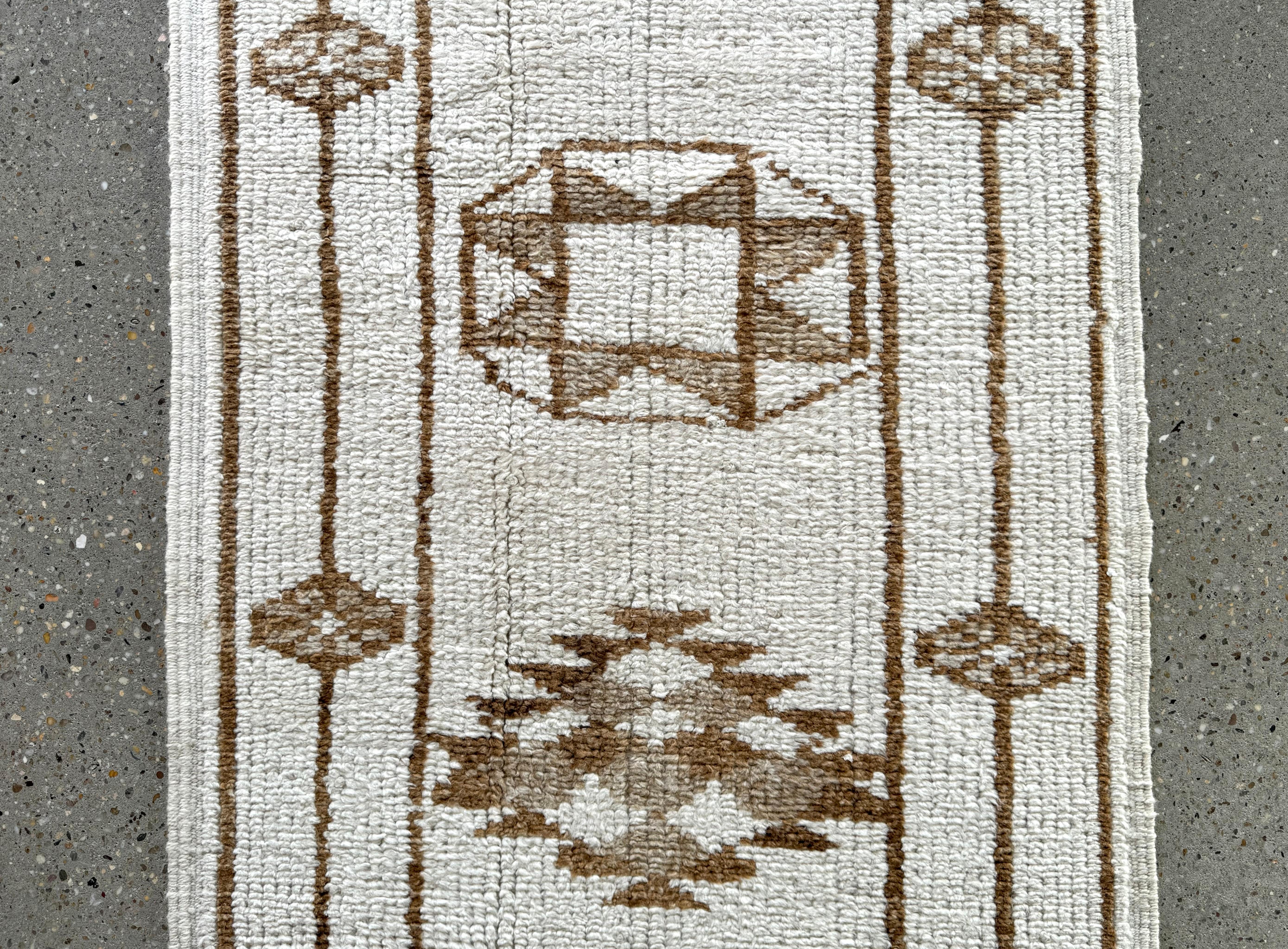 Hand-Knotted Antique Turkish Hand Knotted Wool Runner 5 For Sale