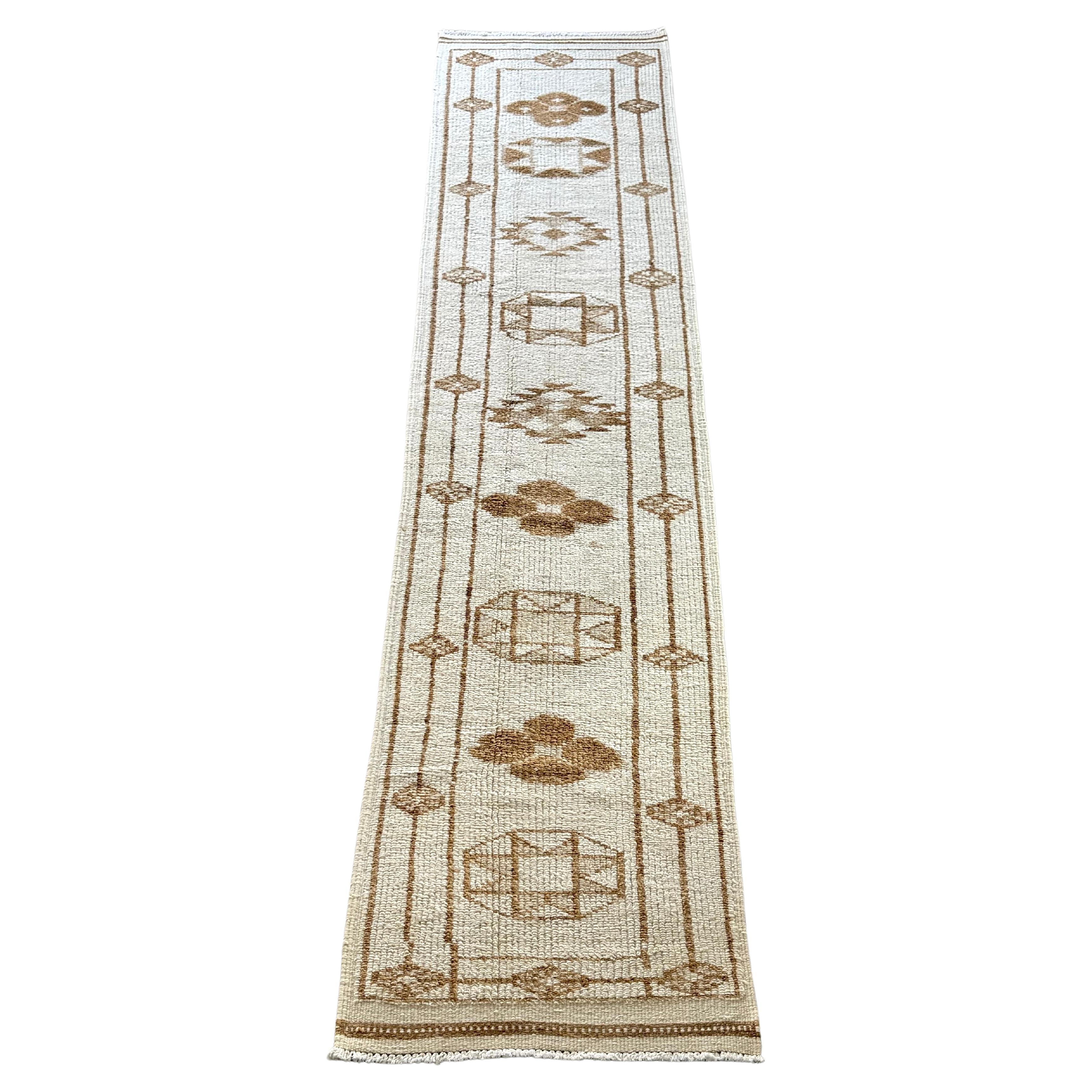 Antique Turkish Hand Knotted Wool Runner 5 For Sale