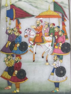 Ancienne plaque turque incrustée peinte à la main