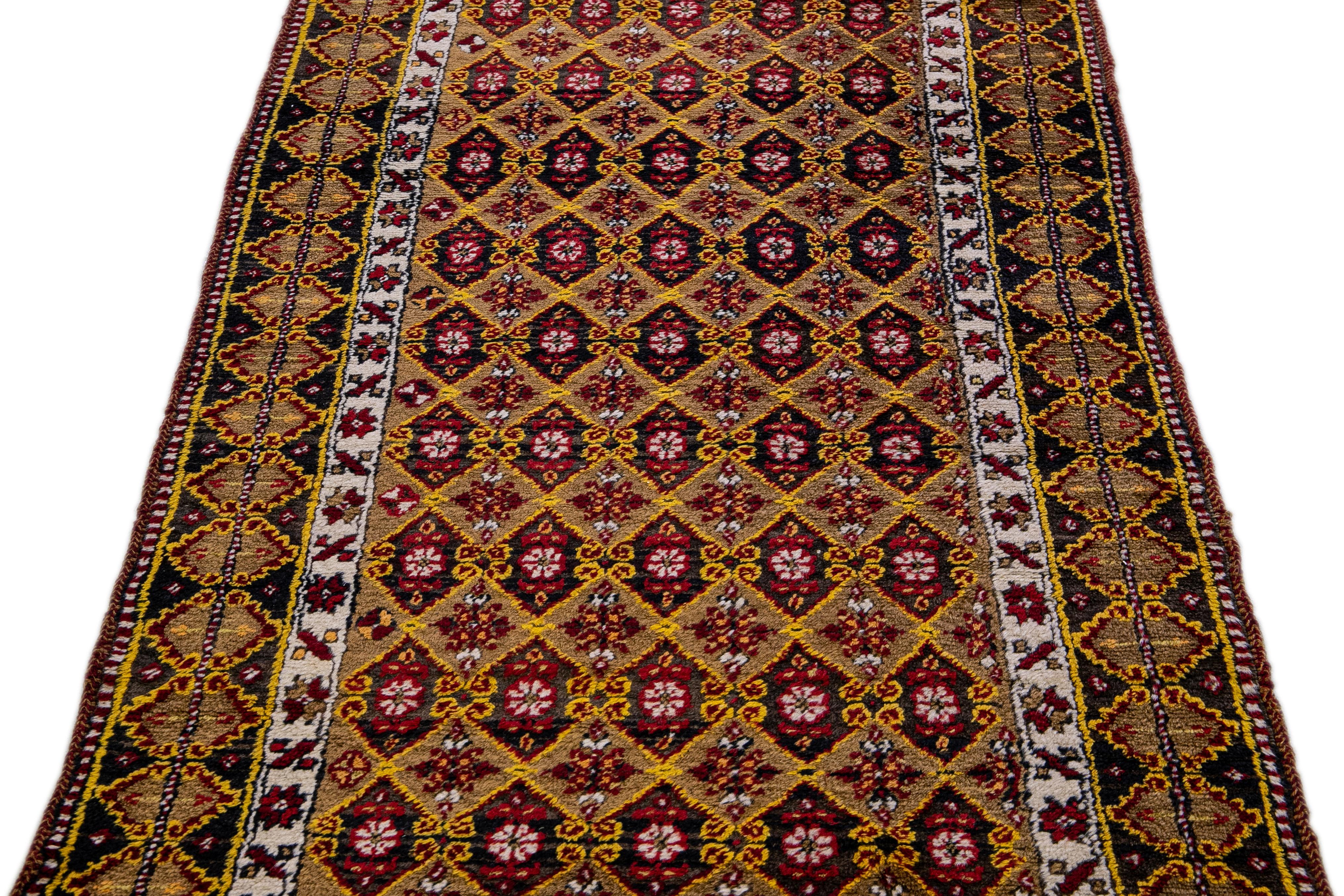 Islamic Antique Turkish Handmade Allover Designed Wool Runner For Sale