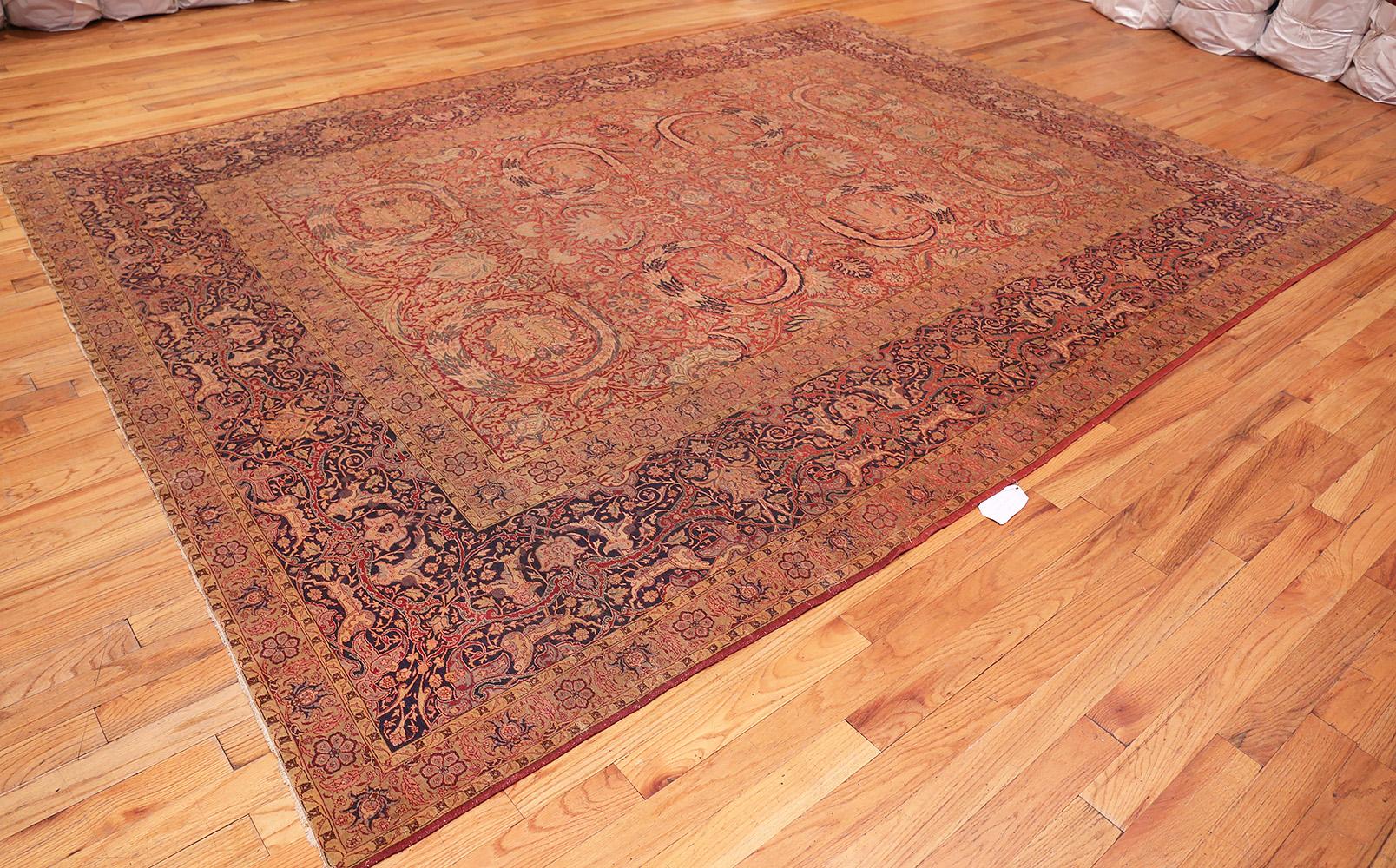 Hand-Knotted Antique Turkish Hereke Carpet. Size: 9 ft 9 in x 13 ft 1 in  For Sale