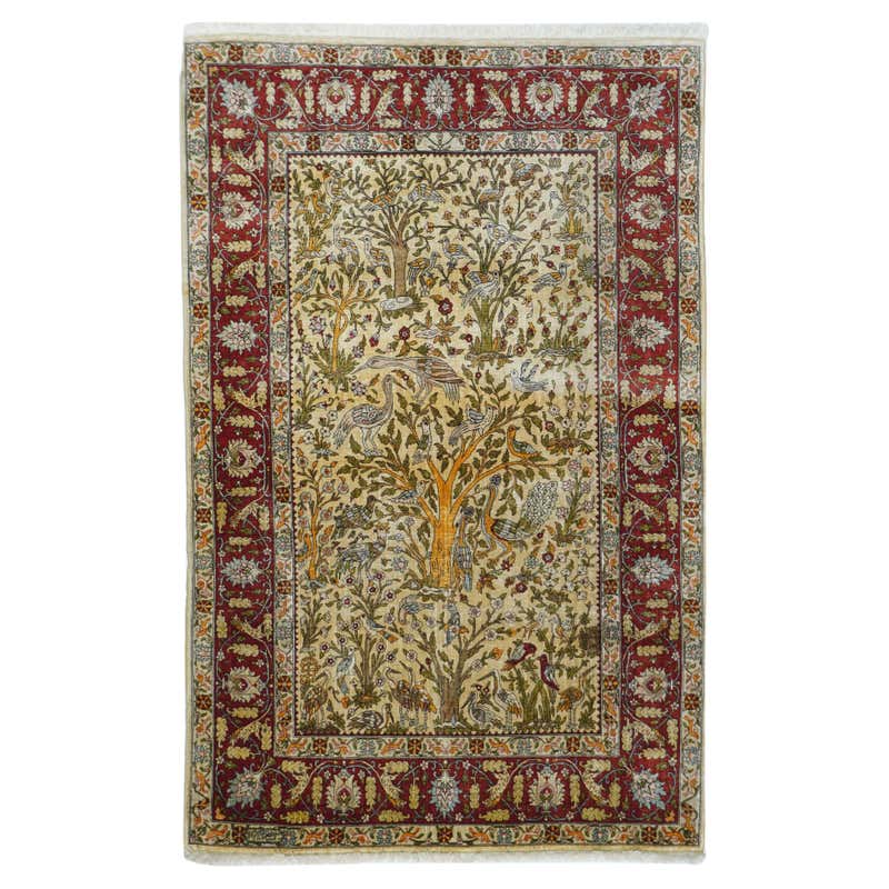 Antique Turkish Hereke Silk Rug For Sale at 1stDibs | ozel hereke ...