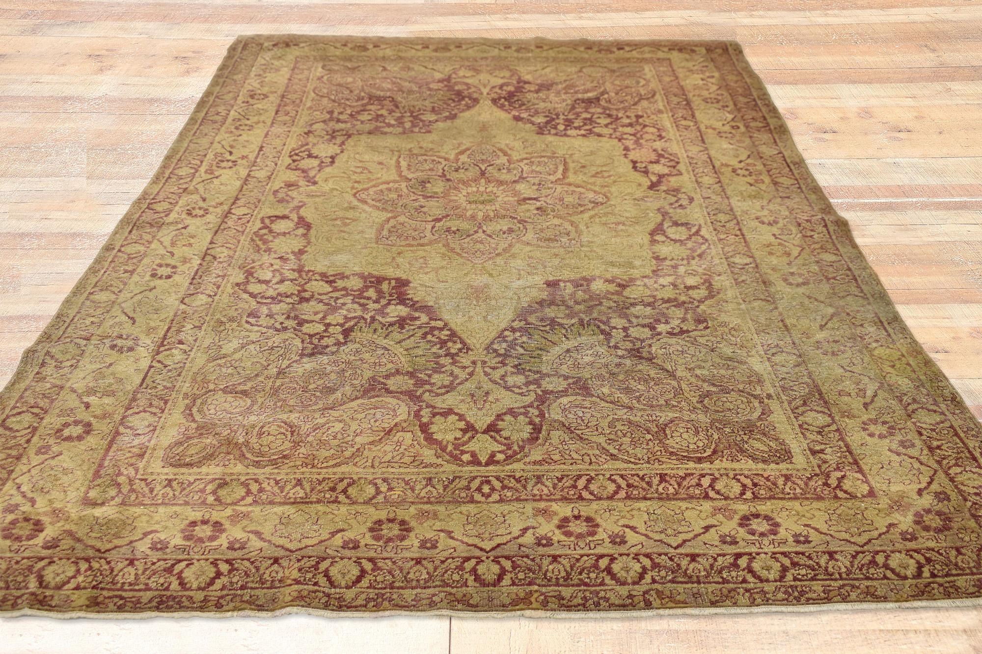 Tappeto antico turco Hereke con stile Art Nouveau in colori tenui in vendita 3