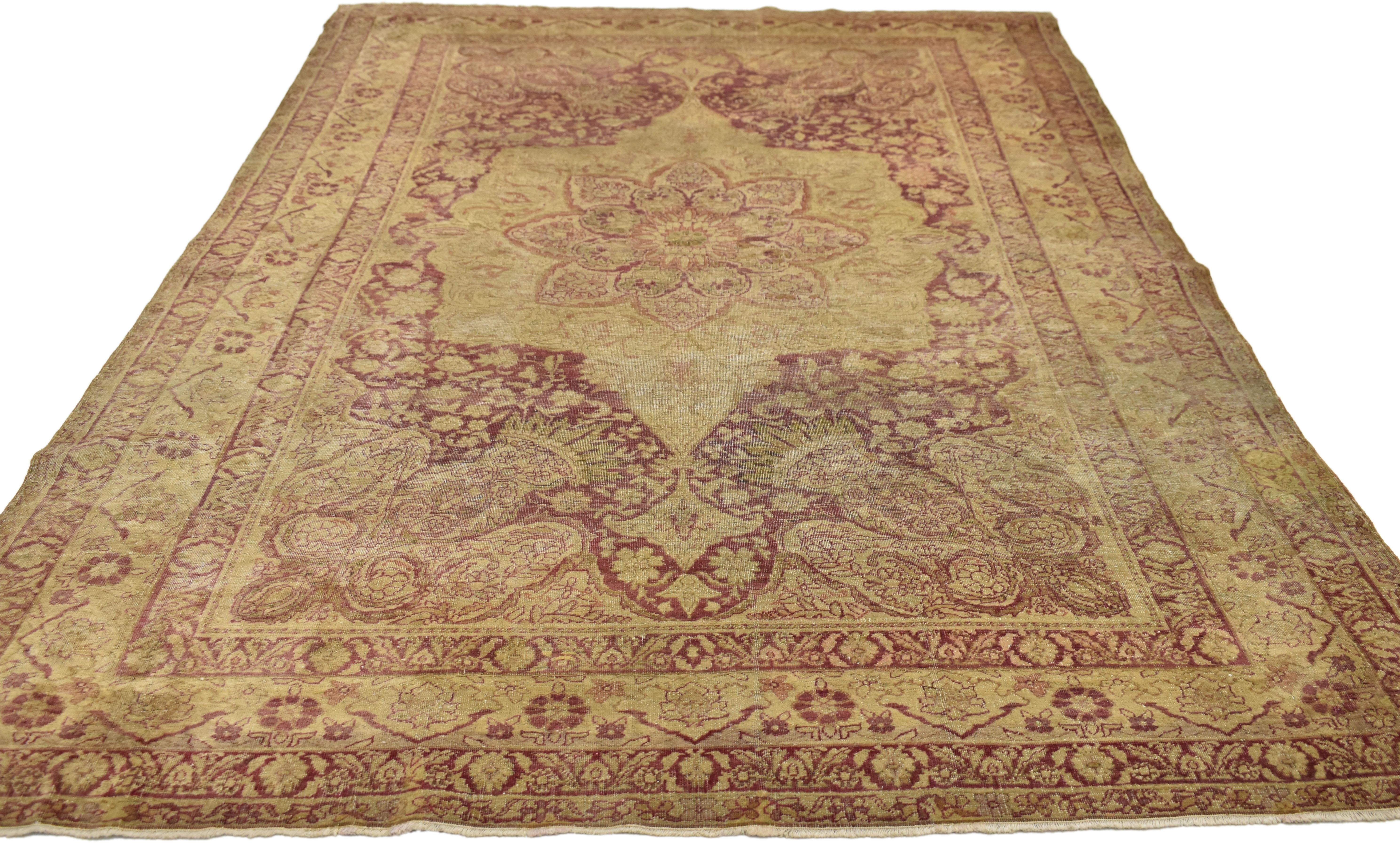 Antiker türkischer Hereke-Teppich im Jugendstil in gedämpften Farben (Art nouveau) im Angebot