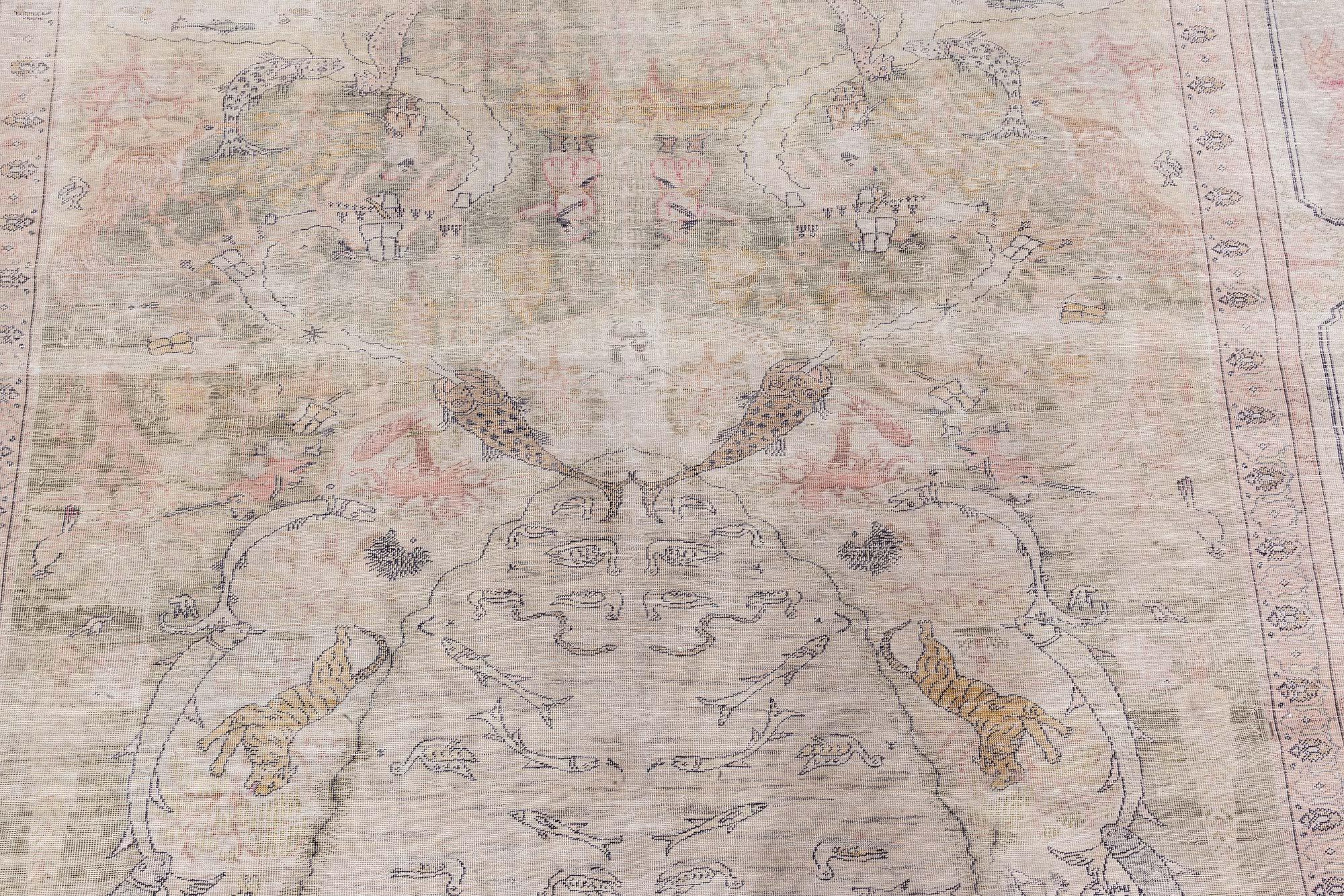 Laine Tapis turc ancien en soie Hereke Doris Leslie Blau en vente