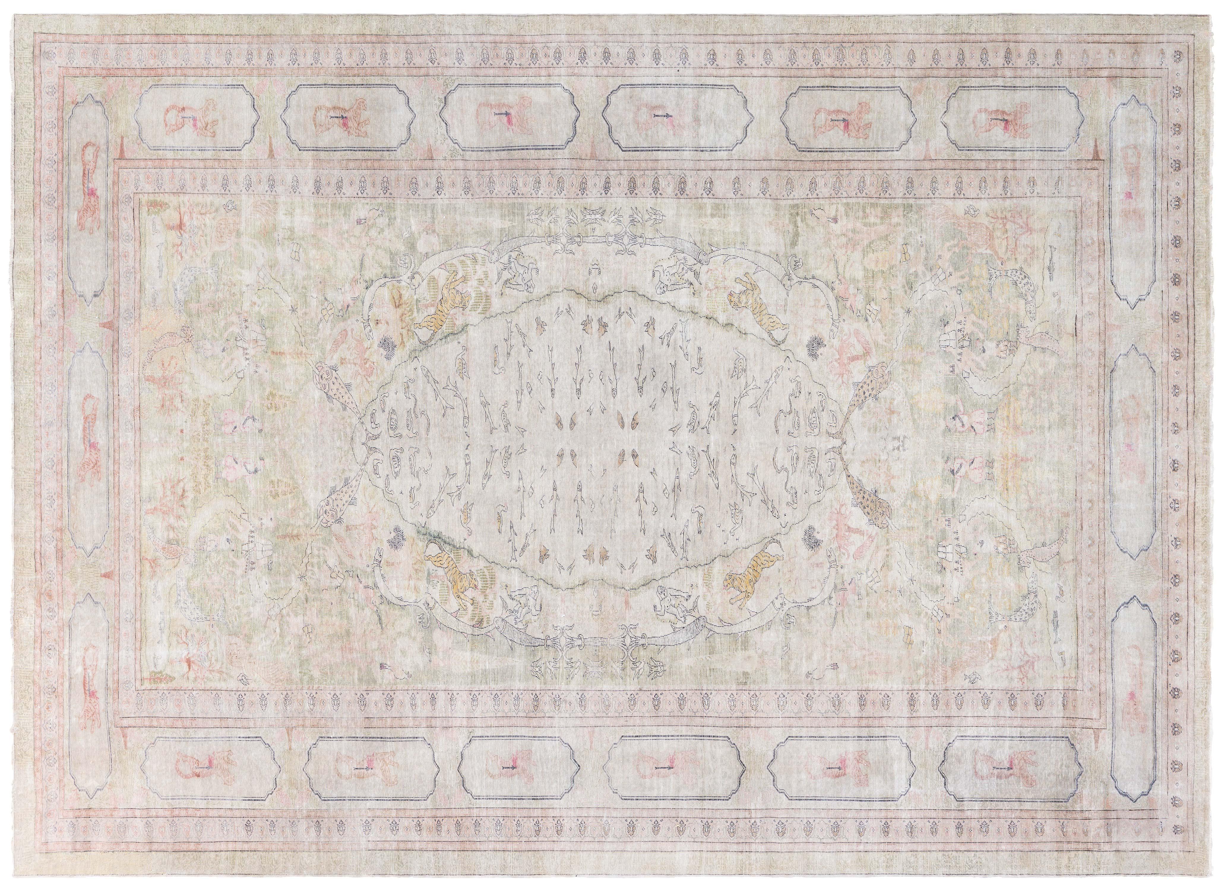 Antique Turkish Hereke Silk Rug Doris Leslie Blau For Sale
