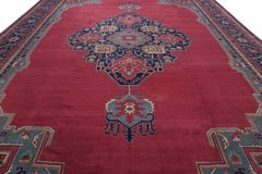 Antique Turkish Isparta Rug with Red Open Field and Medallion