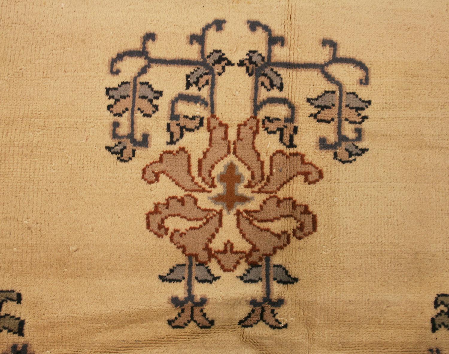 Other Antique Turkish Izmir Ivory Background Wool Carpet, ca. 1920 For Sale