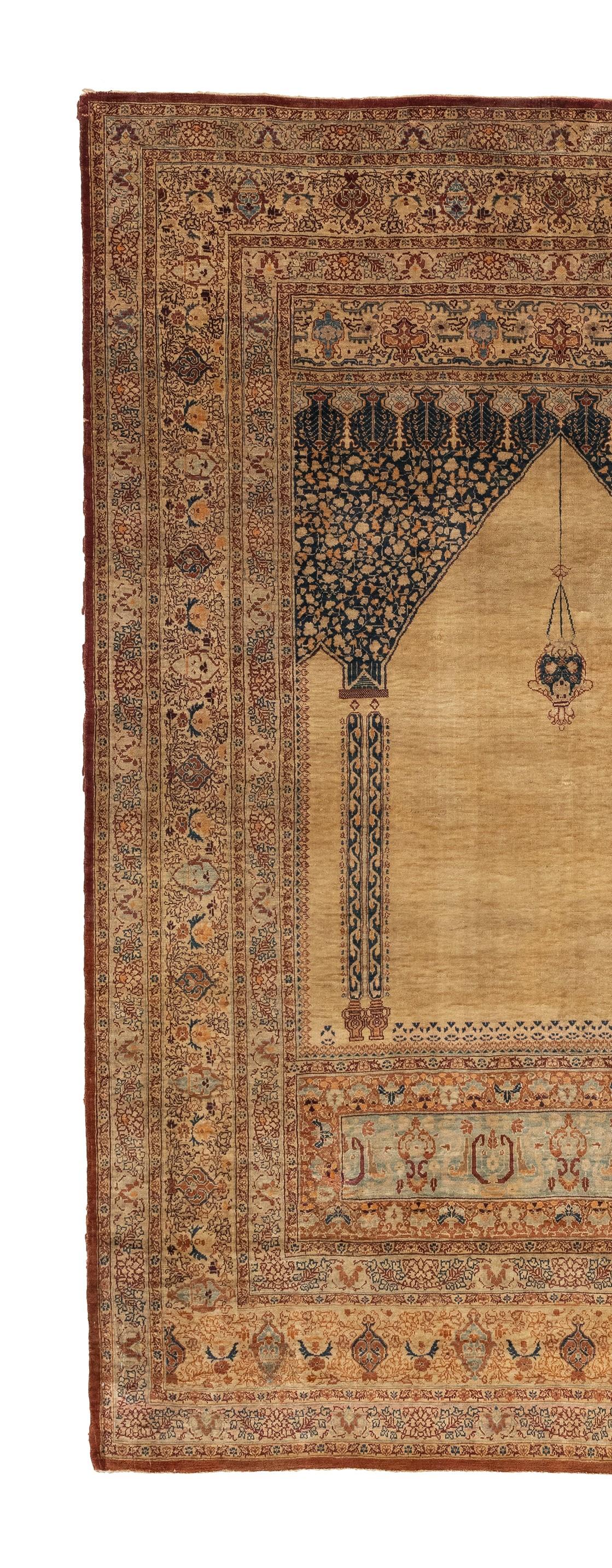 Hand-Knotted Antique Turkish Kaiseri Prayer Rug circa 1880's For Sale