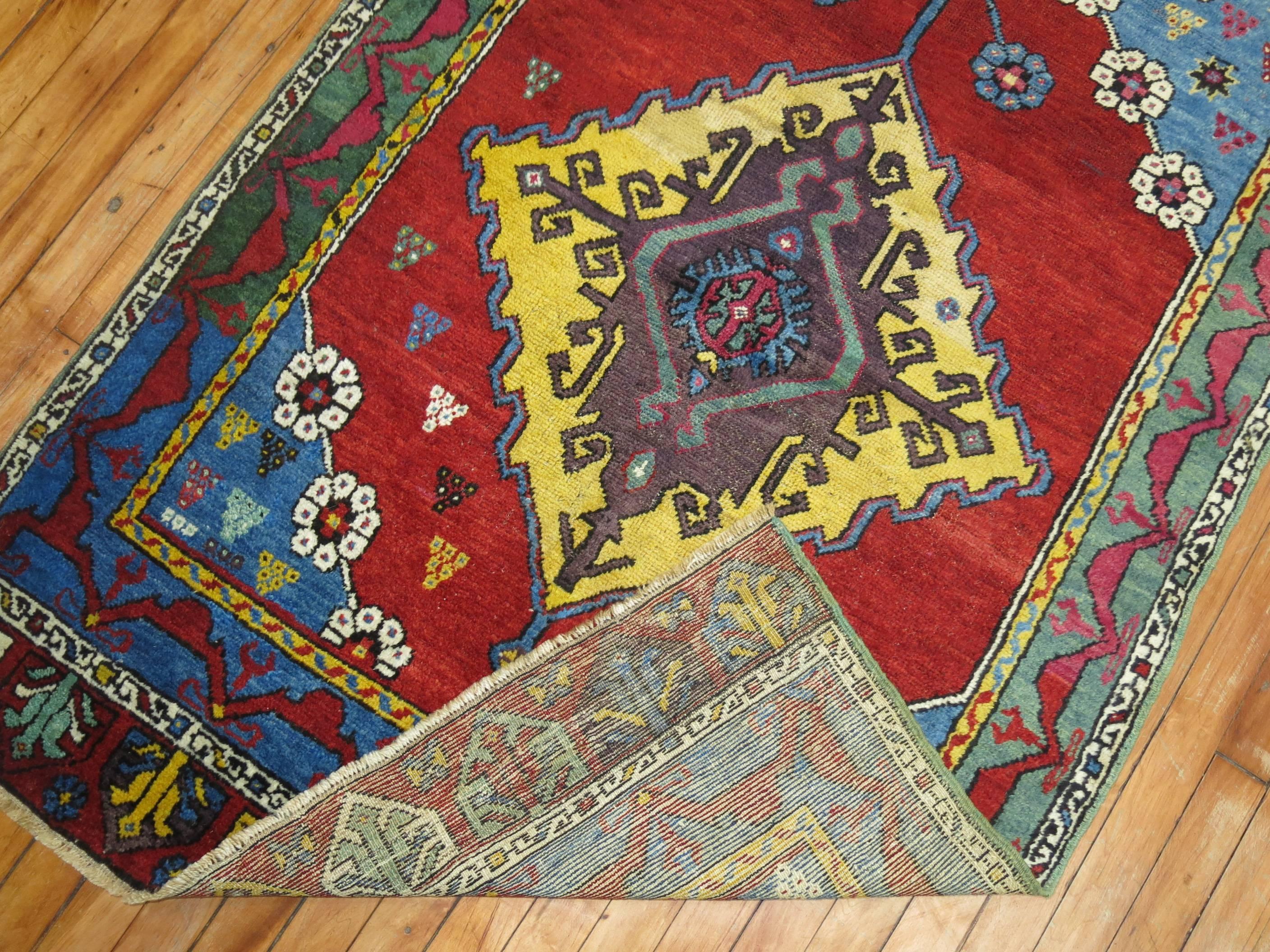 Kazak Antique Turkish Karapinar Runner For Sale