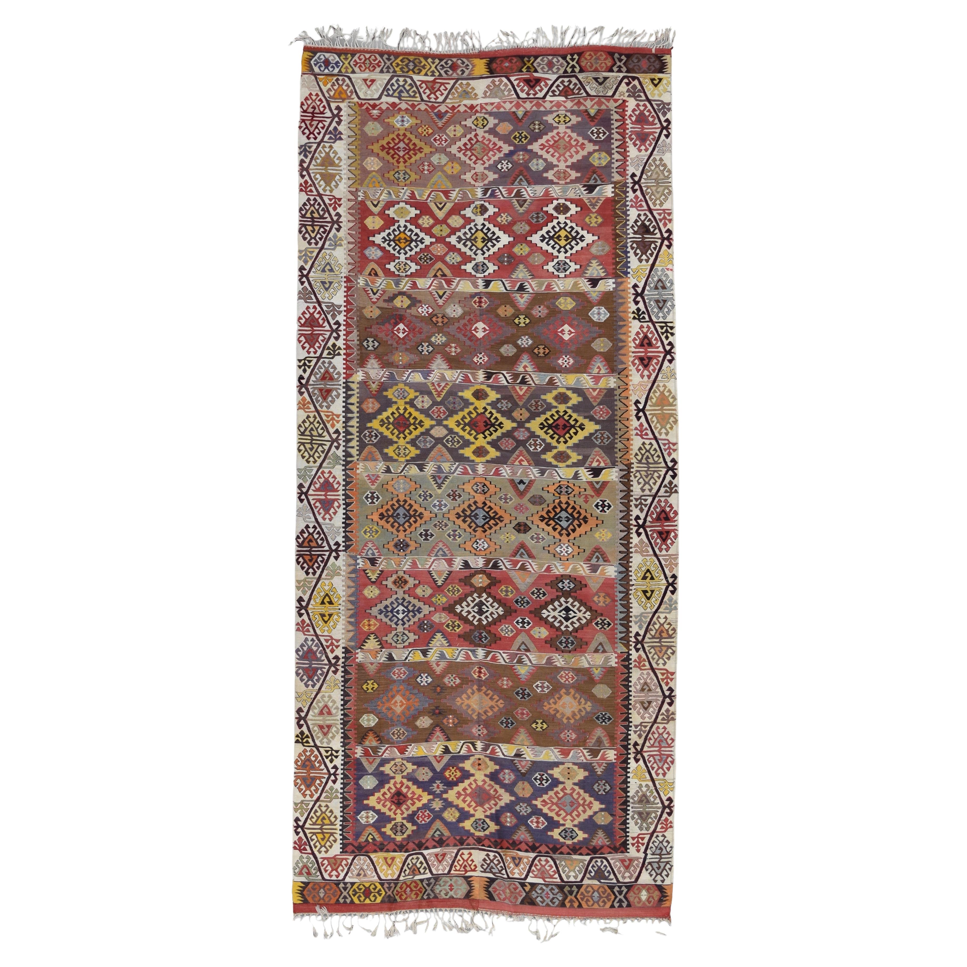 Antique Turkish Karapinar Wool Kilim 5'5''x12'3''