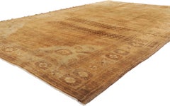 Antique Turkish Kars Oushak Rug with Mid-Century Modern Style