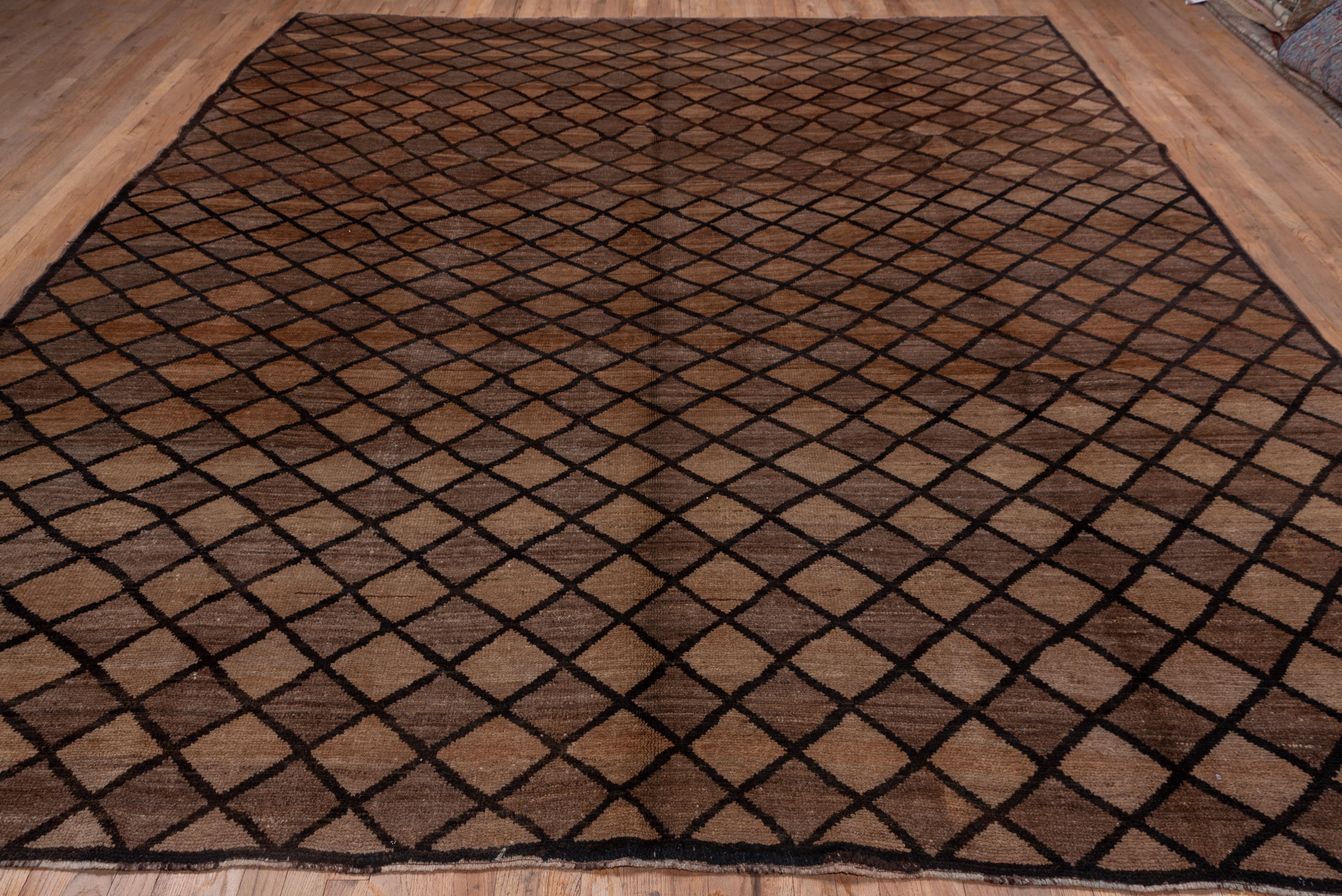 Hand-Knotted Antique Turkish Kars Rug, Brown Diamond Pattern, circa 1940s For Sale