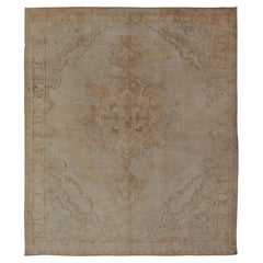 Antique Turkish Kars Rug With Medallion With Soft Ivory, Sand, and Pale Wheat