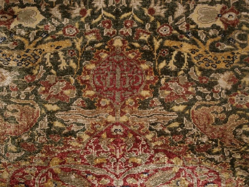 Woven Antique Turkish Kayseri Pictorial Silk Rug With Hunting Design, Circa 1890 For Sale