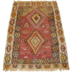 Antique Turkish Kayseri Prayer Kilim, Soft Pastel Colours, circa 1920