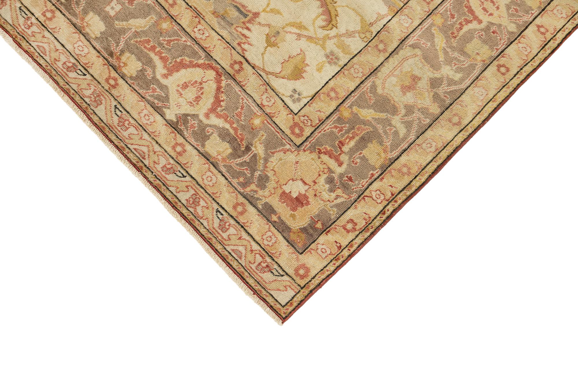 Antiker türkischer Kayseri Teppich, handgeknüpft, 9.5x6.8 ft - Elfenbein, Hellblau & Rosa im Zustand „Gut“ im Angebot in North Bergen, NJ