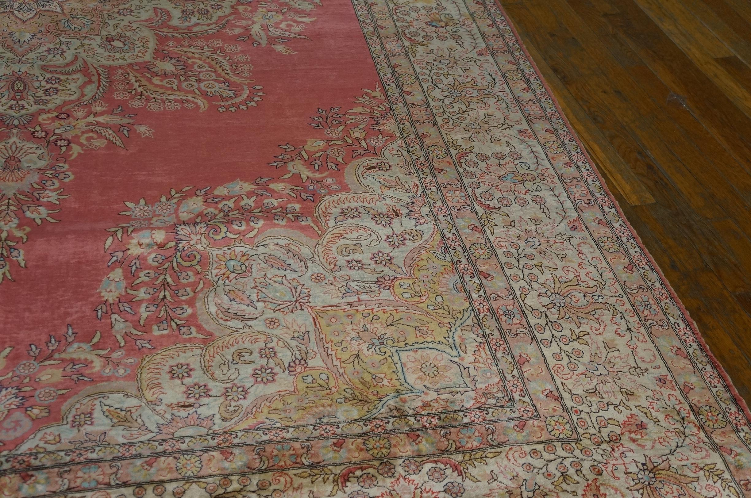 Hand-Knotted Antique Turkish Kayseri, Silk Rug For Sale