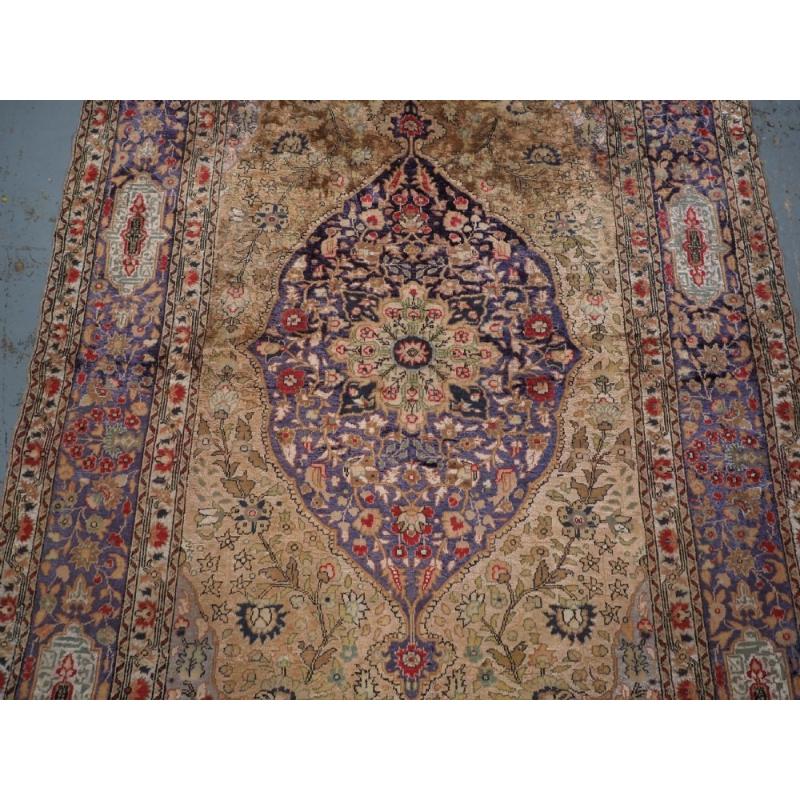 20th Century Antique Turkish Kayseri Silk Rug, Pastel Colours, Circa 1900 For Sale