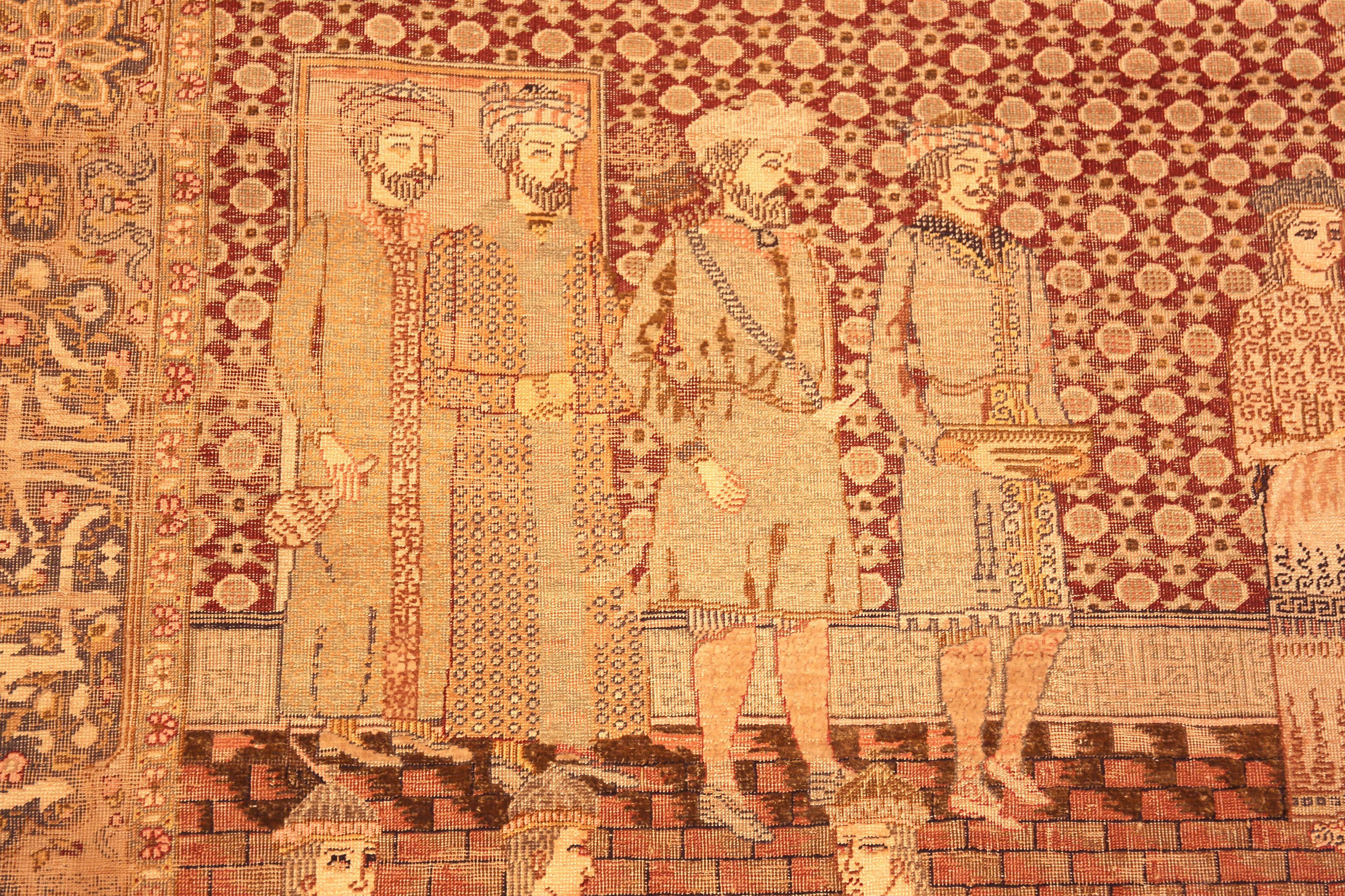 Nazmiyal Collection Alfombra turca antigua de seda pictórica Keysari 4'5
