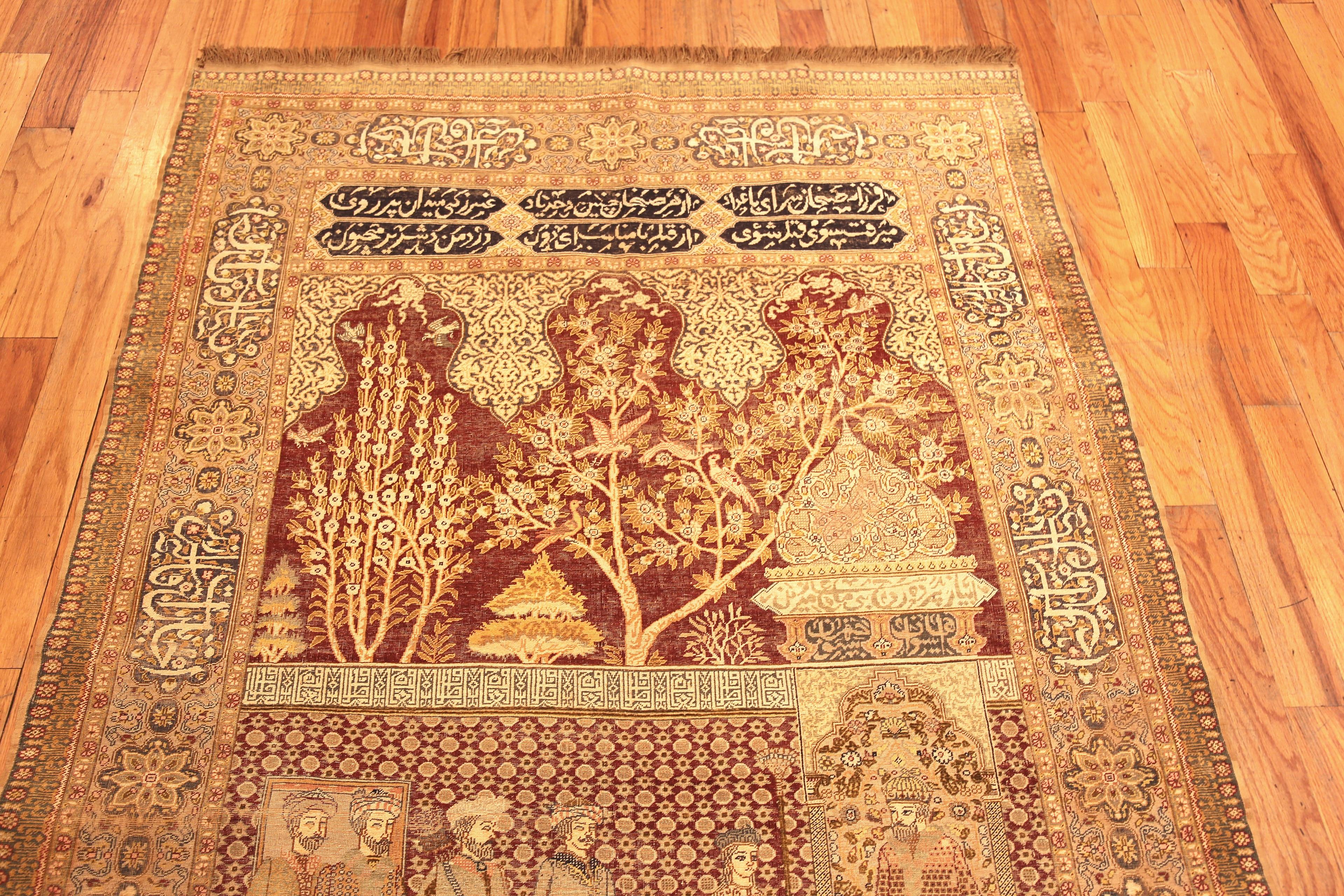Nazmiyal Collection Alfombra turca antigua de seda pictórica Keysari 4'5