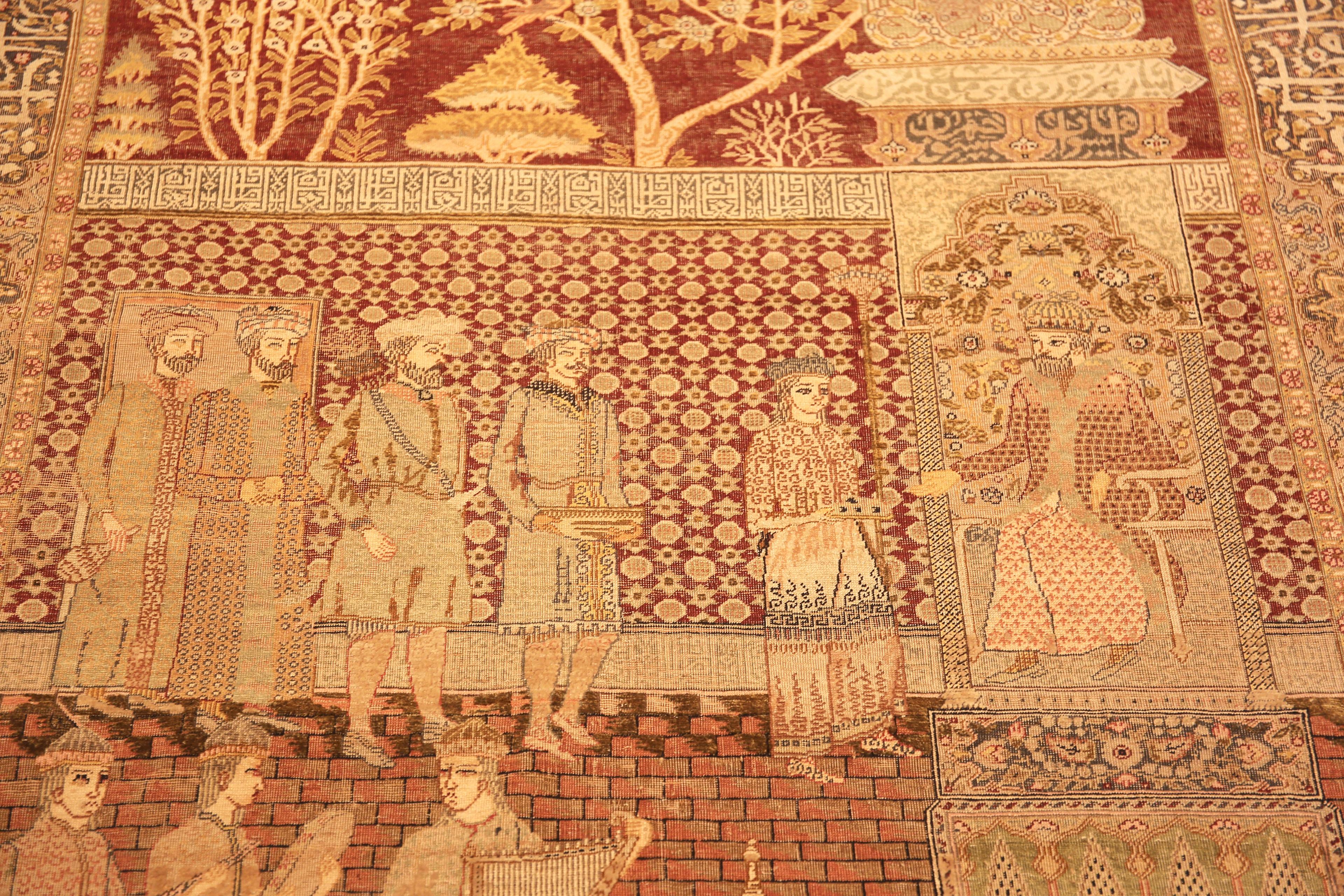 Nazmiyal Collection Alfombra turca antigua de seda pictórica Keysari 4'5