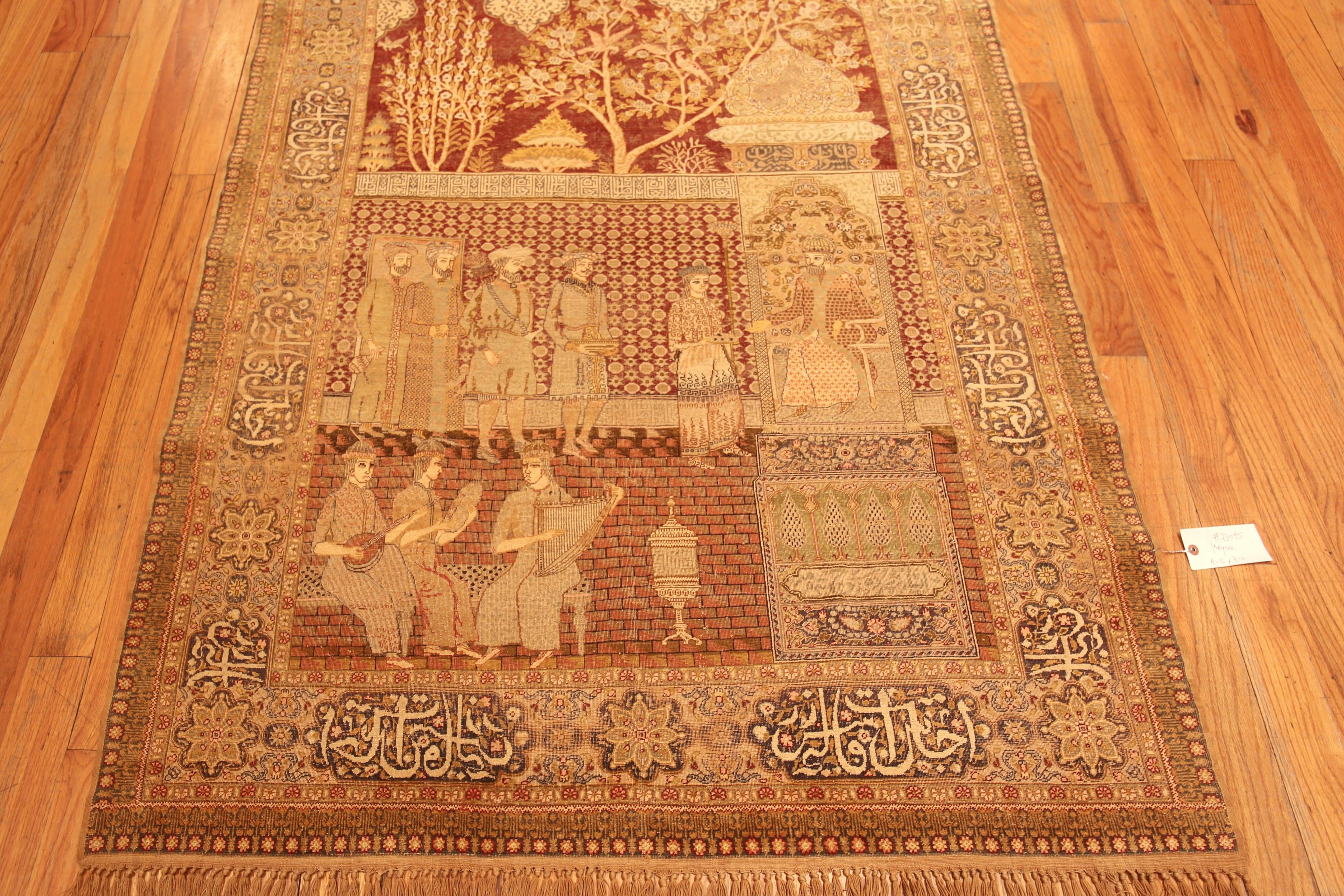 Nazmiyal Collection Alfombra turca antigua de seda pictórica Keysari 4'5